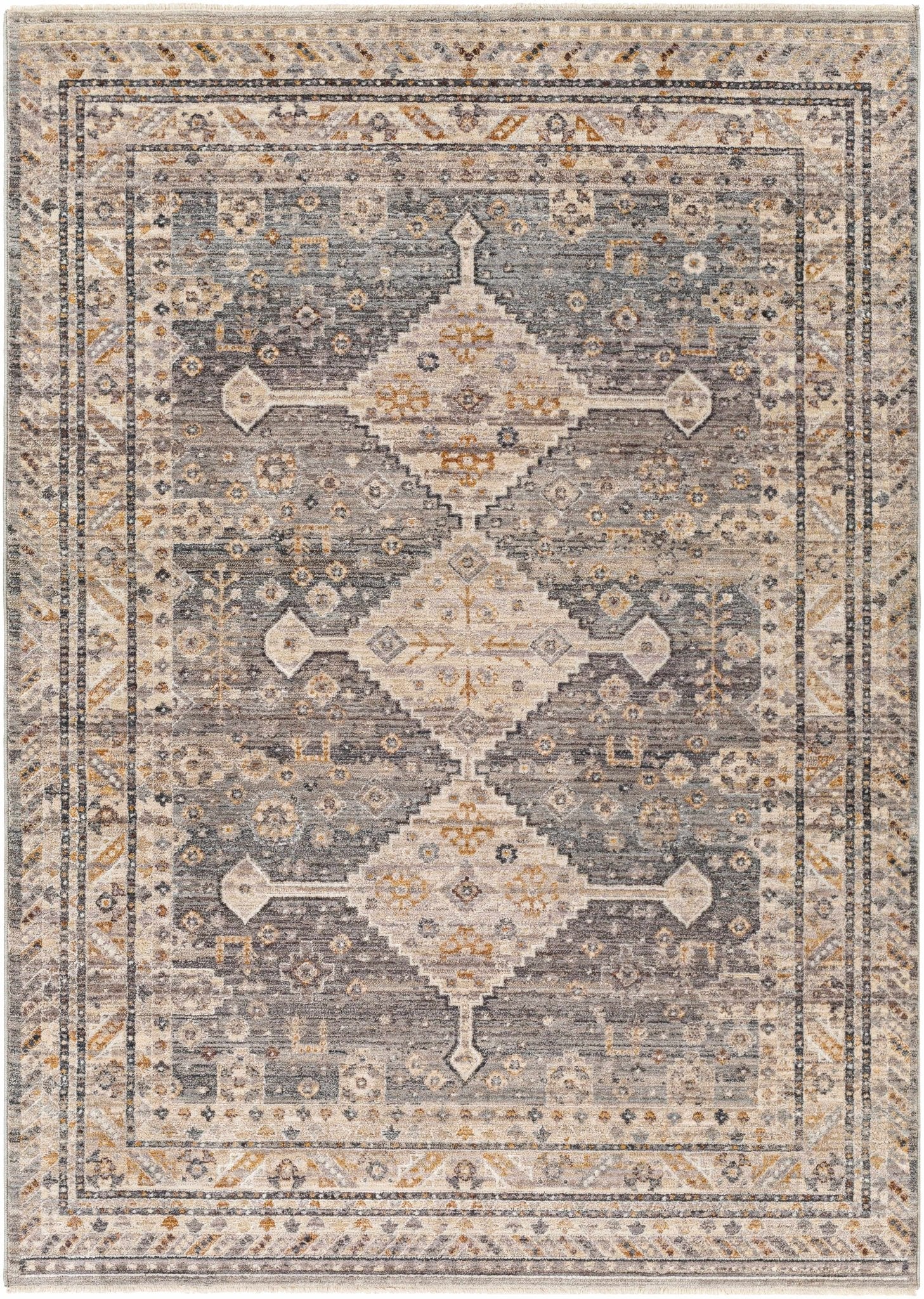 Gray Beige Southwestern Style Machien Woven Rug - Image 4