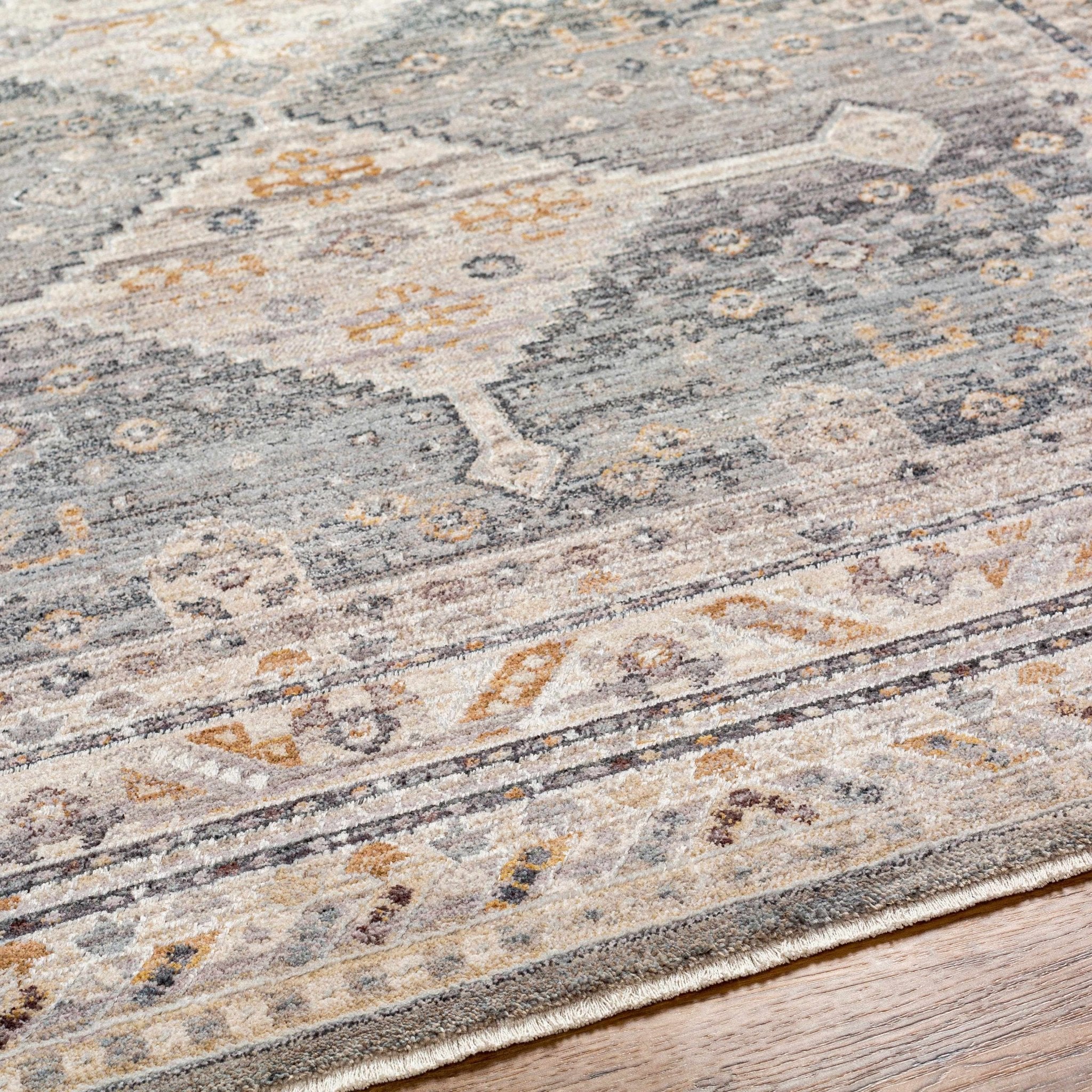 Gray Beige Southwestern Style Machien Woven Rug - Image 7