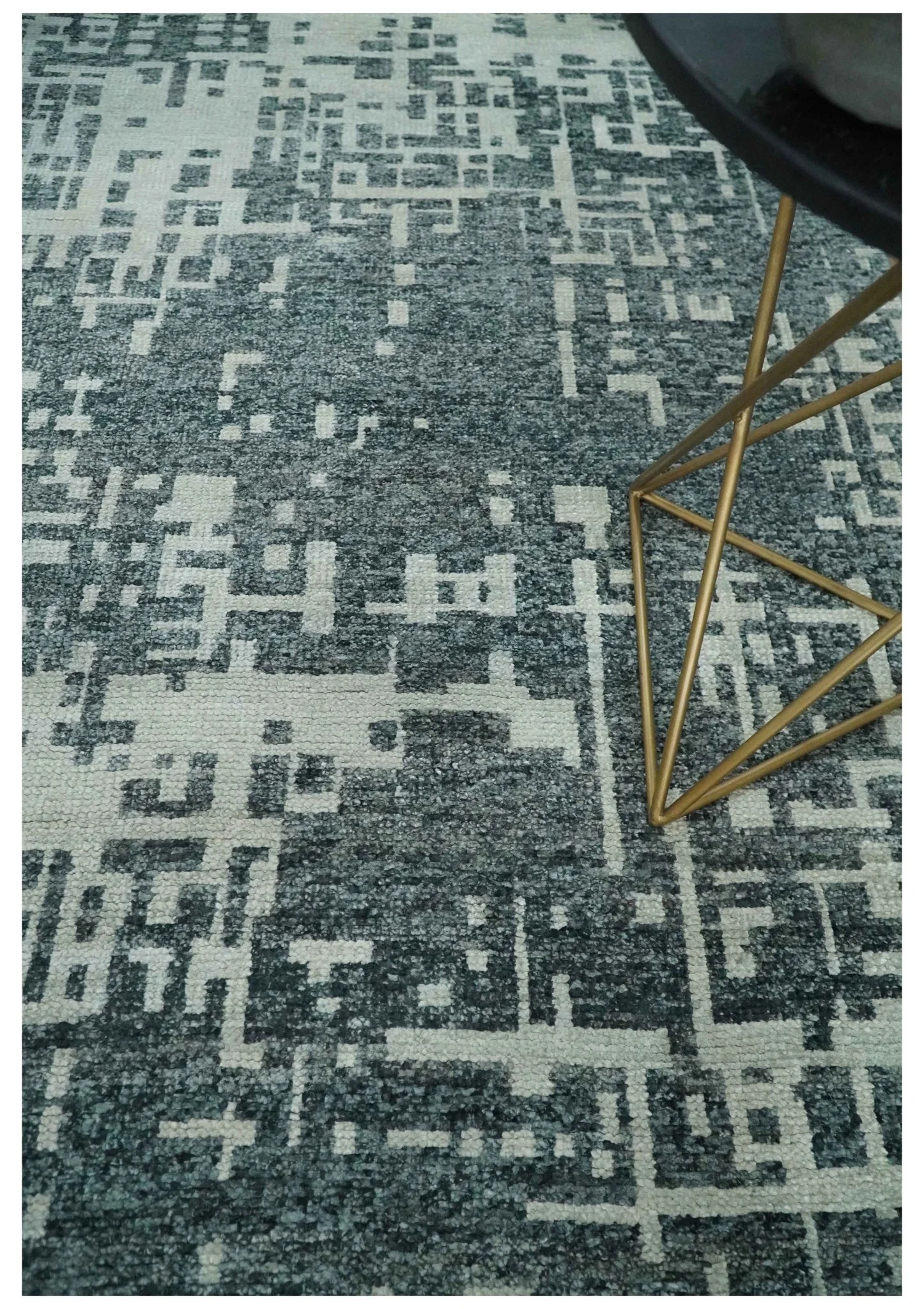 5x8 Hand Knotted Gray, Charcoal and Ivory Modern Abstract Contemporary Recycled art silk Area Rug - Image 2