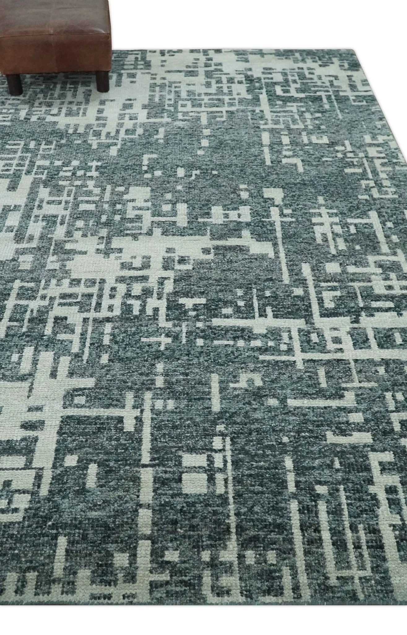 5x8 Hand Knotted Gray, Charcoal and Ivory Modern Abstract Contemporary Recycled art silk Area Rug - Image 3