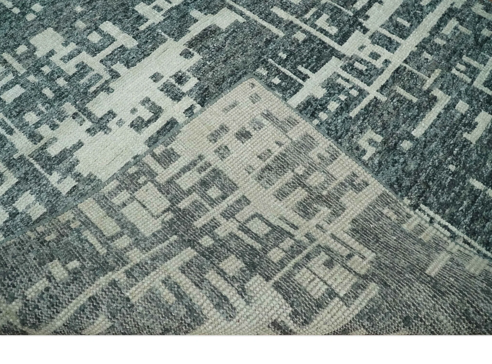 5x8 Hand Knotted Gray, Charcoal and Ivory Modern Abstract Contemporary Recycled art silk Area Rug - Image 8