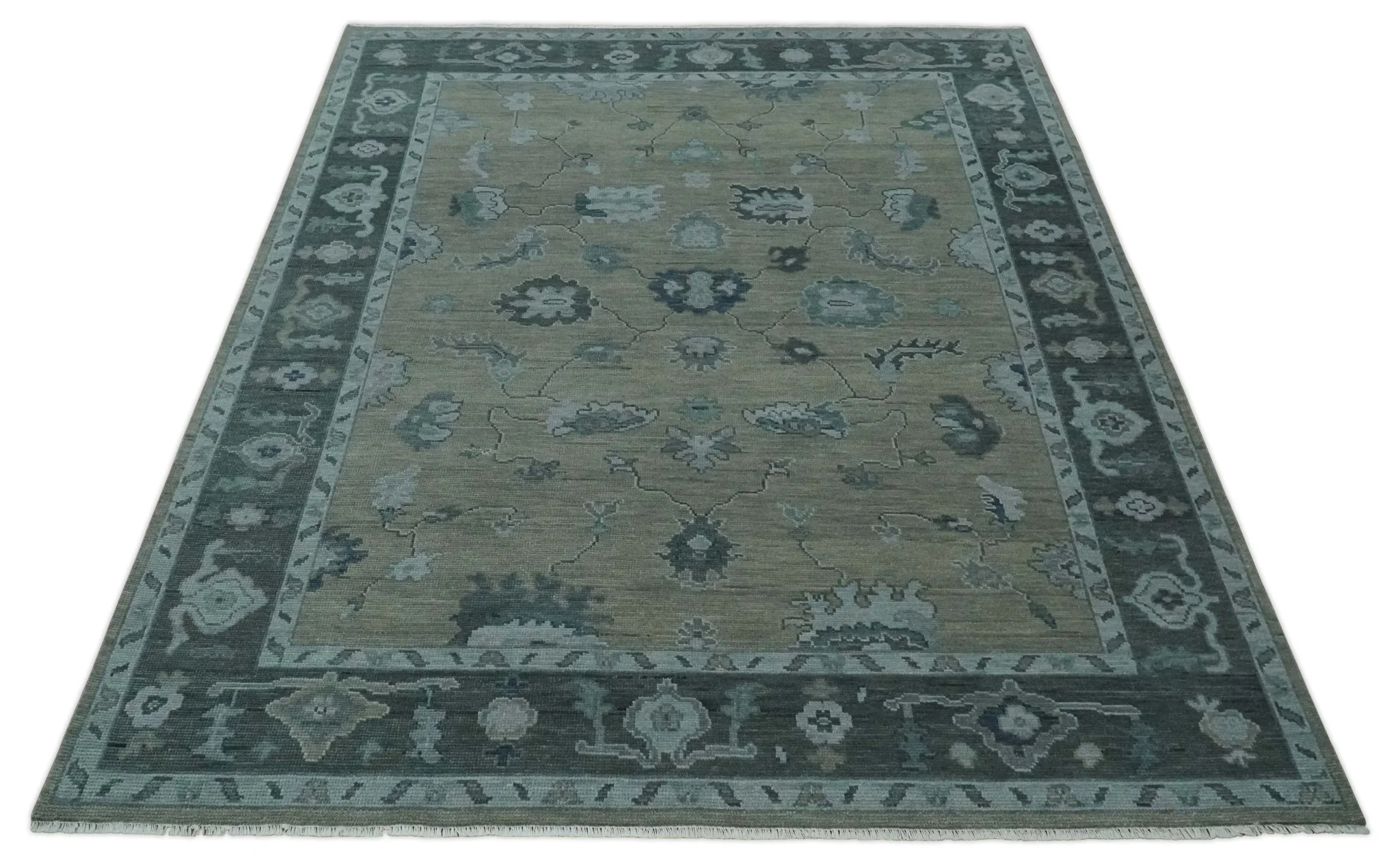 Custom Made Antique look Gray, Charcoal and silver Oriental Oushak wool Area Rug - Image 10