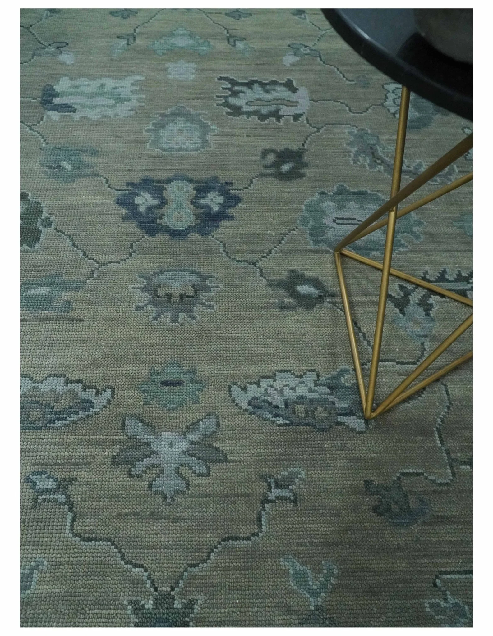 Custom Made Antique look Gray, Charcoal and silver Oriental Oushak wool Area Rug - Image 2