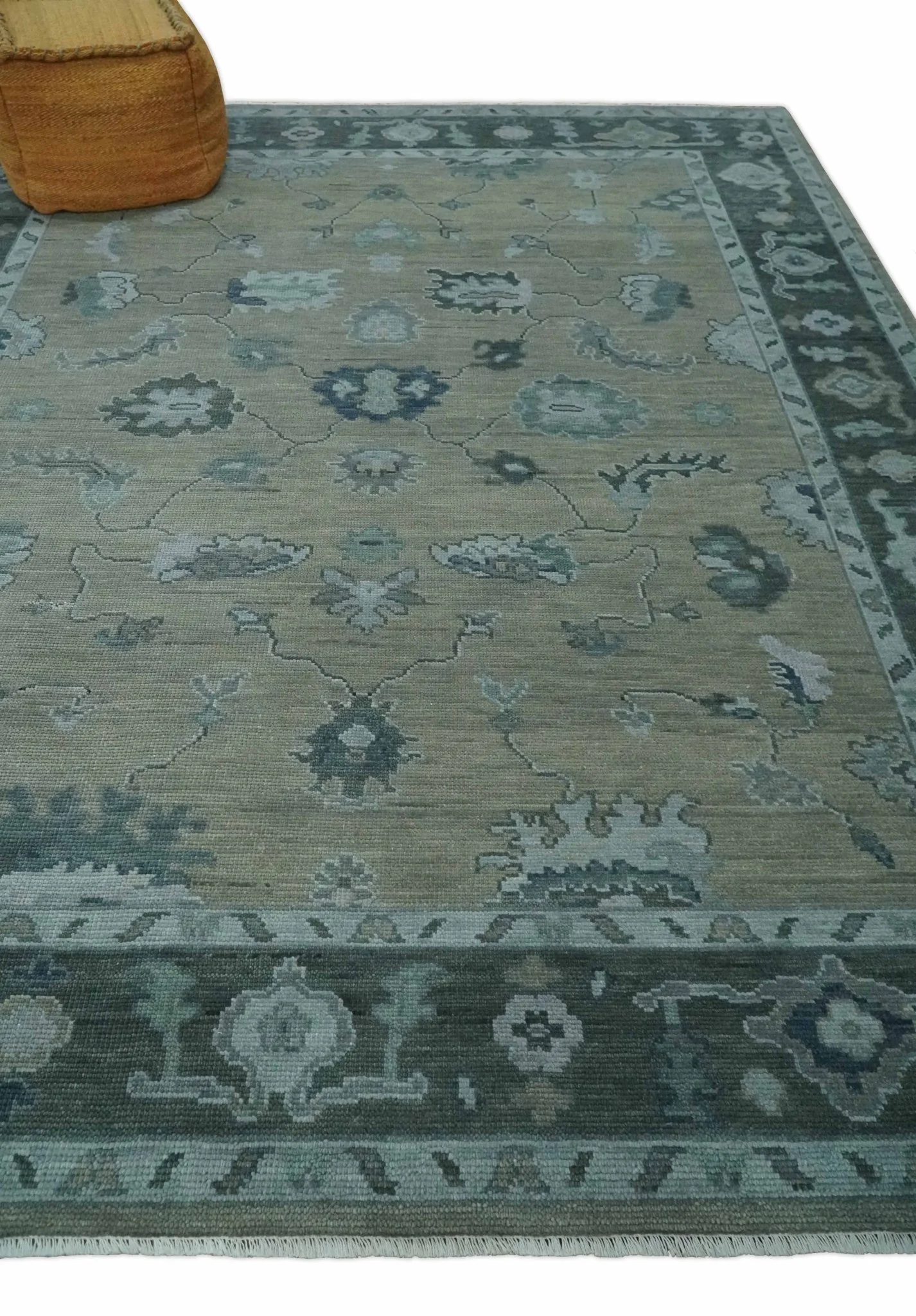 Custom Made Antique look Gray, Charcoal and silver Oriental Oushak wool Area Rug - Image 3