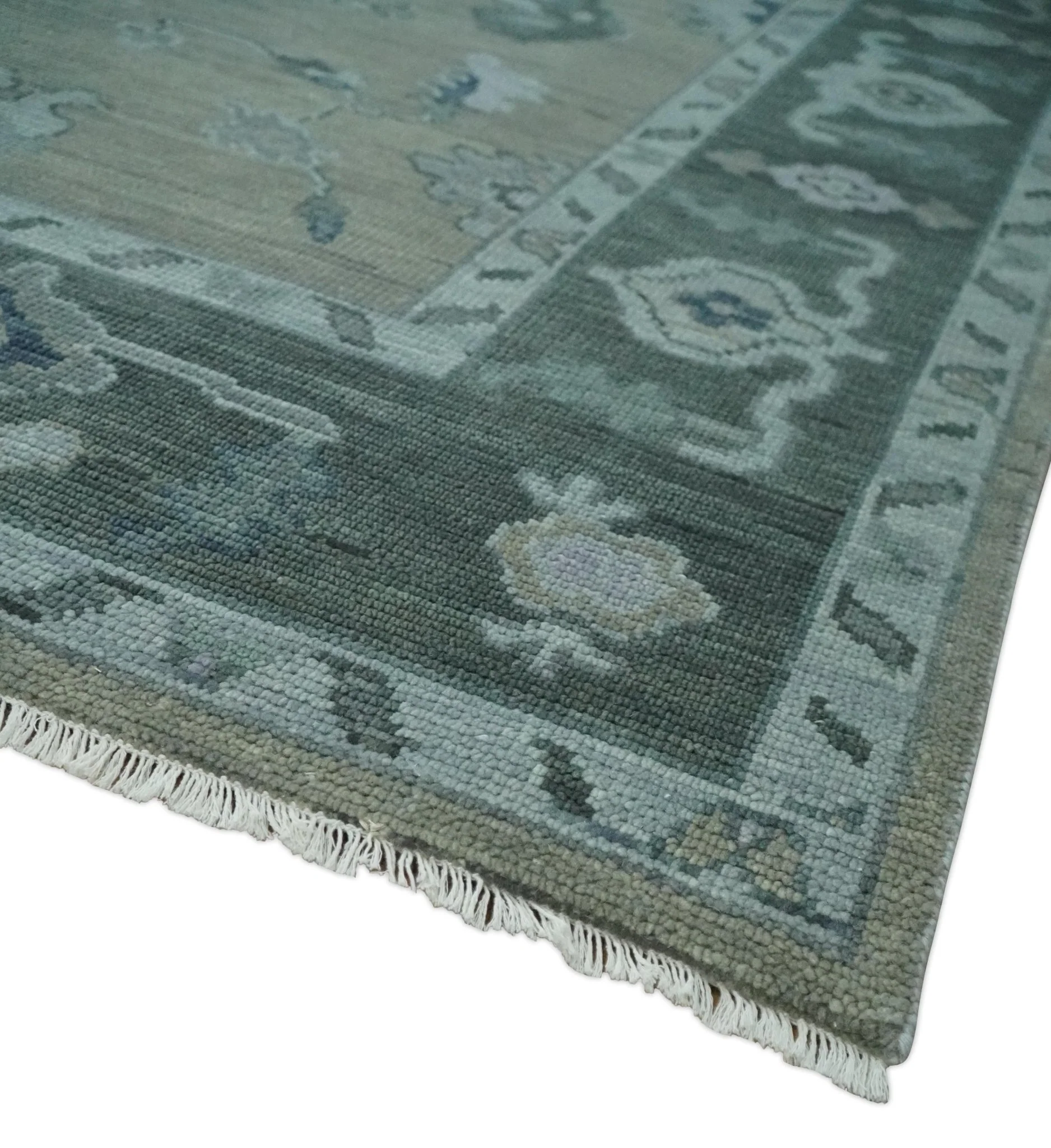 Custom Made Antique look Gray, Charcoal and silver Oriental Oushak wool Area Rug - Image 5