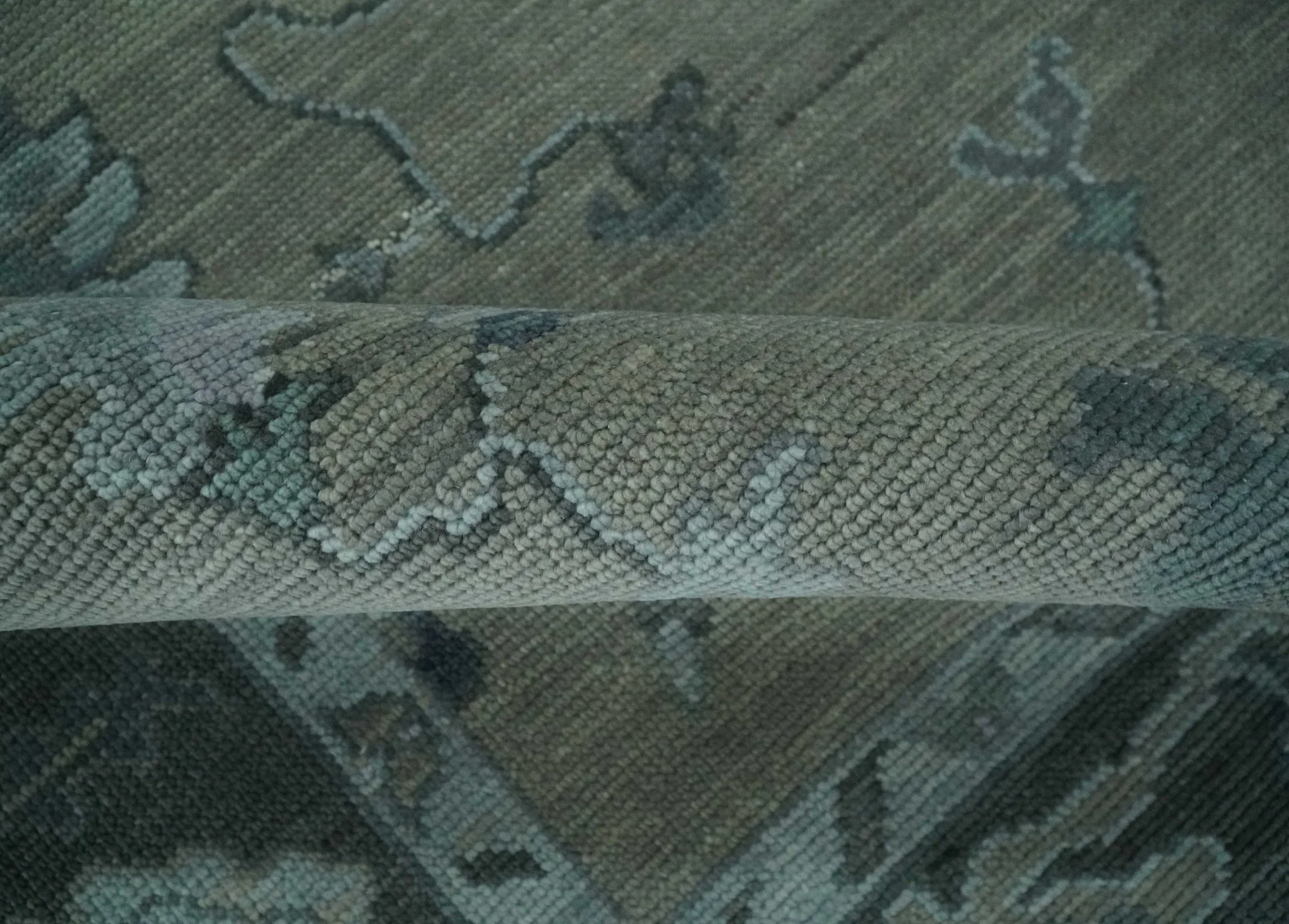 Custom Made Antique look Gray, Charcoal and silver Oriental Oushak wool Area Rug - Image 6