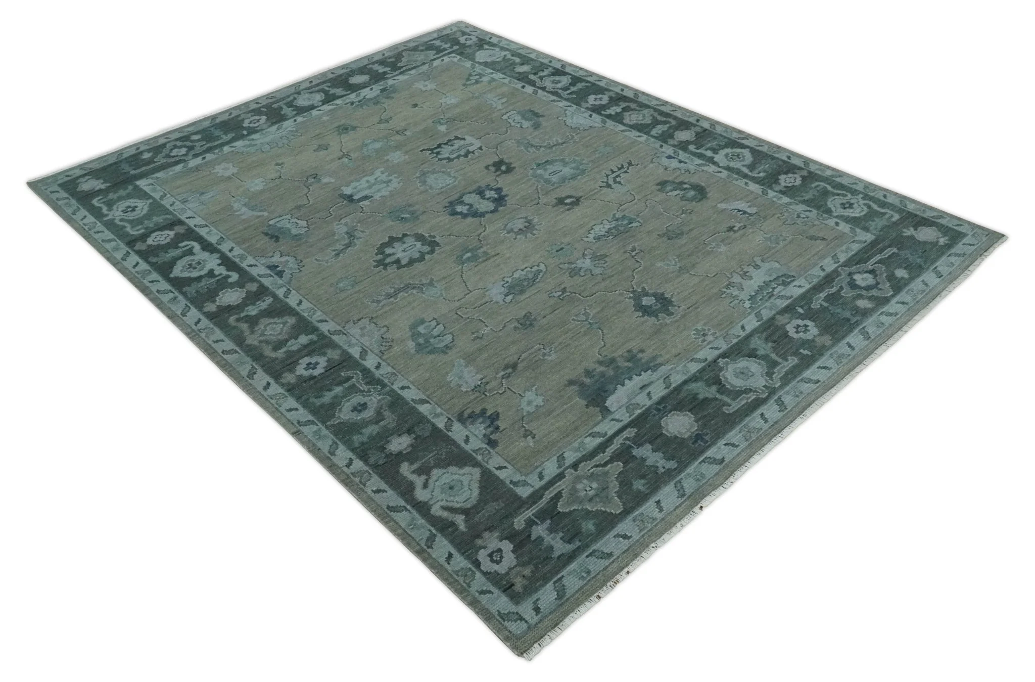 Custom Made Antique look Gray, Charcoal and silver Oriental Oushak wool Area Rug - Image 9