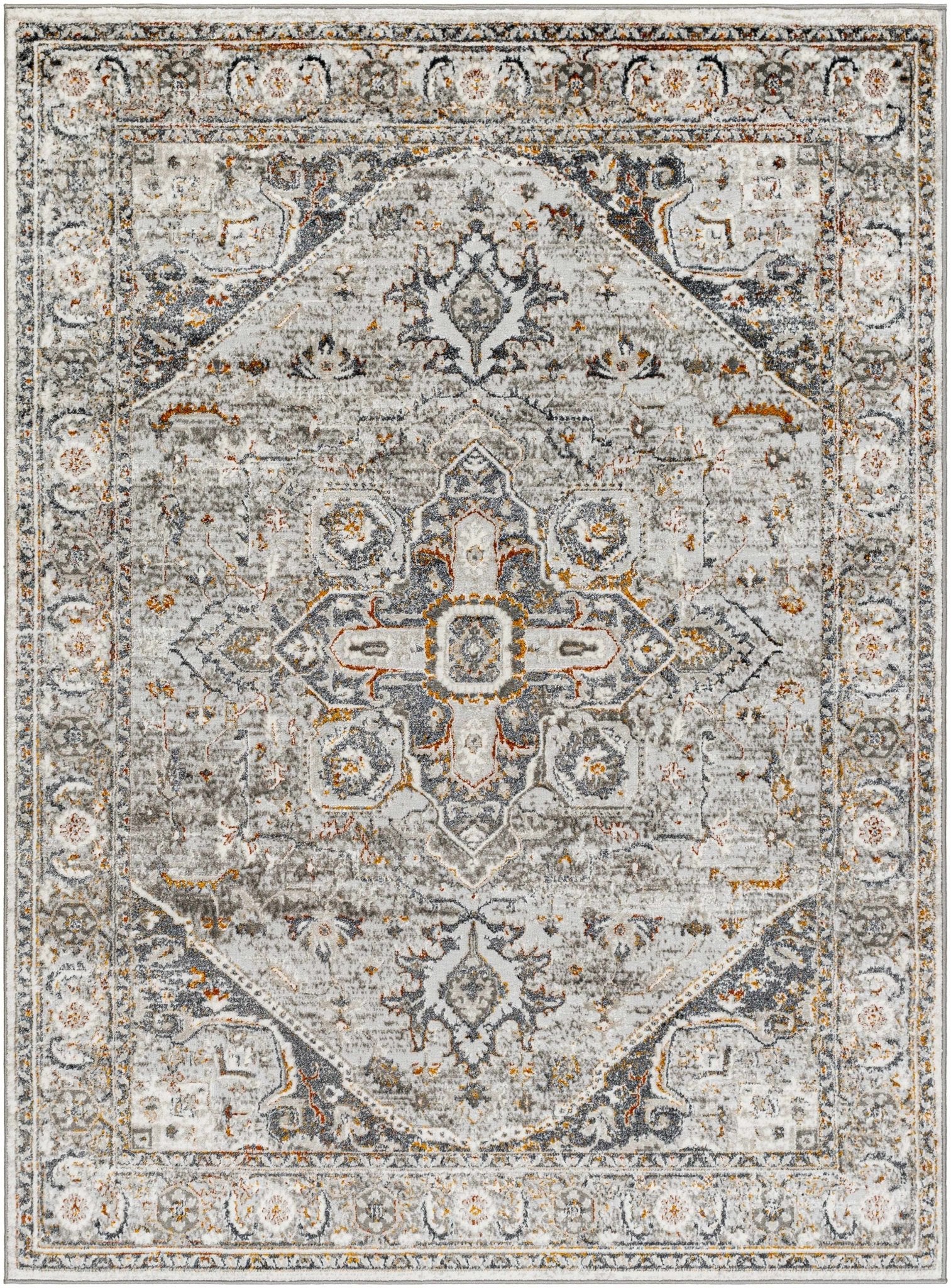 Antique Style Gray, Charcoal, Gold and Brown Traditional Heriz Design Area Rug - Image 14