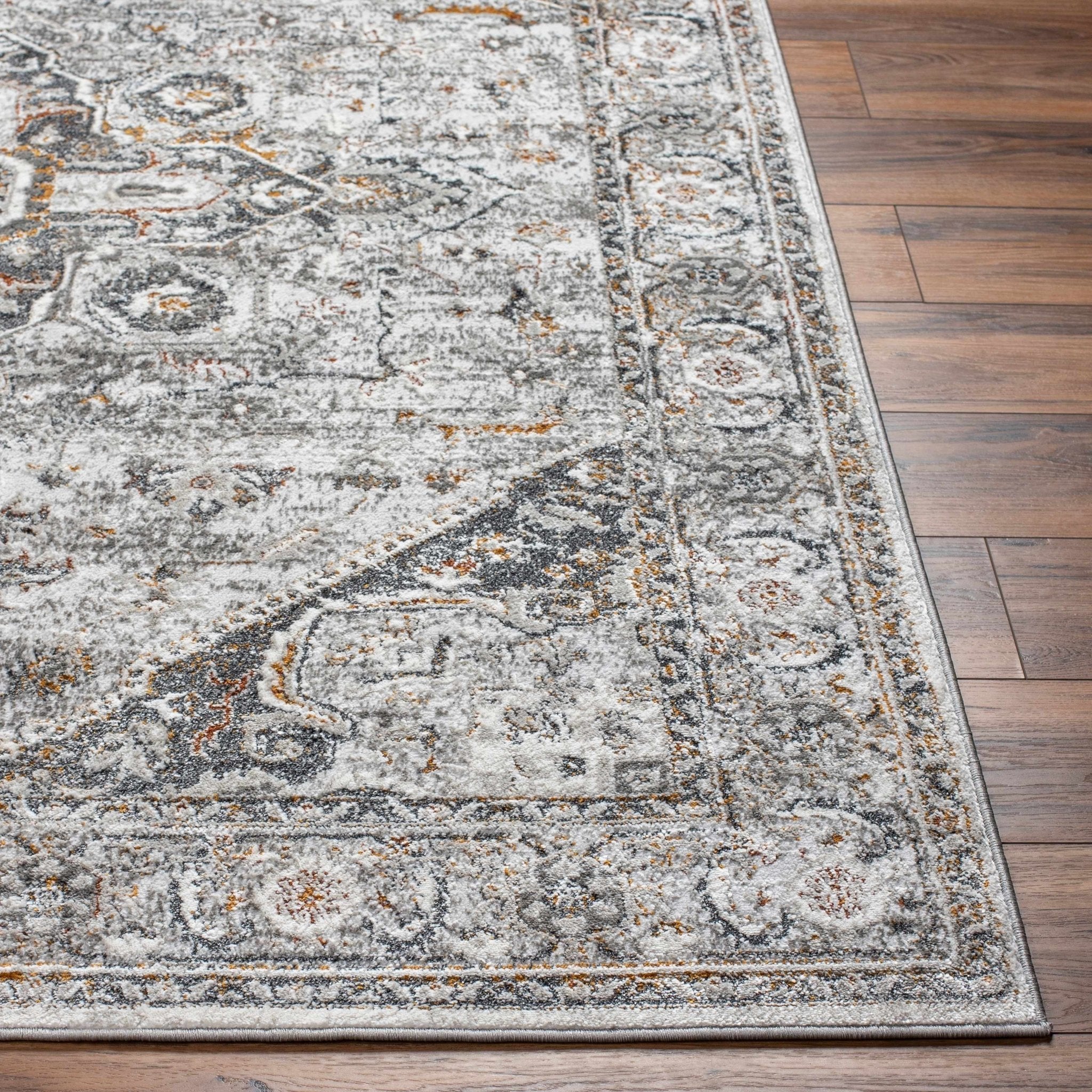 Antique Style Gray, Charcoal, Gold and Brown Traditional Heriz Design Area Rug - Image 15