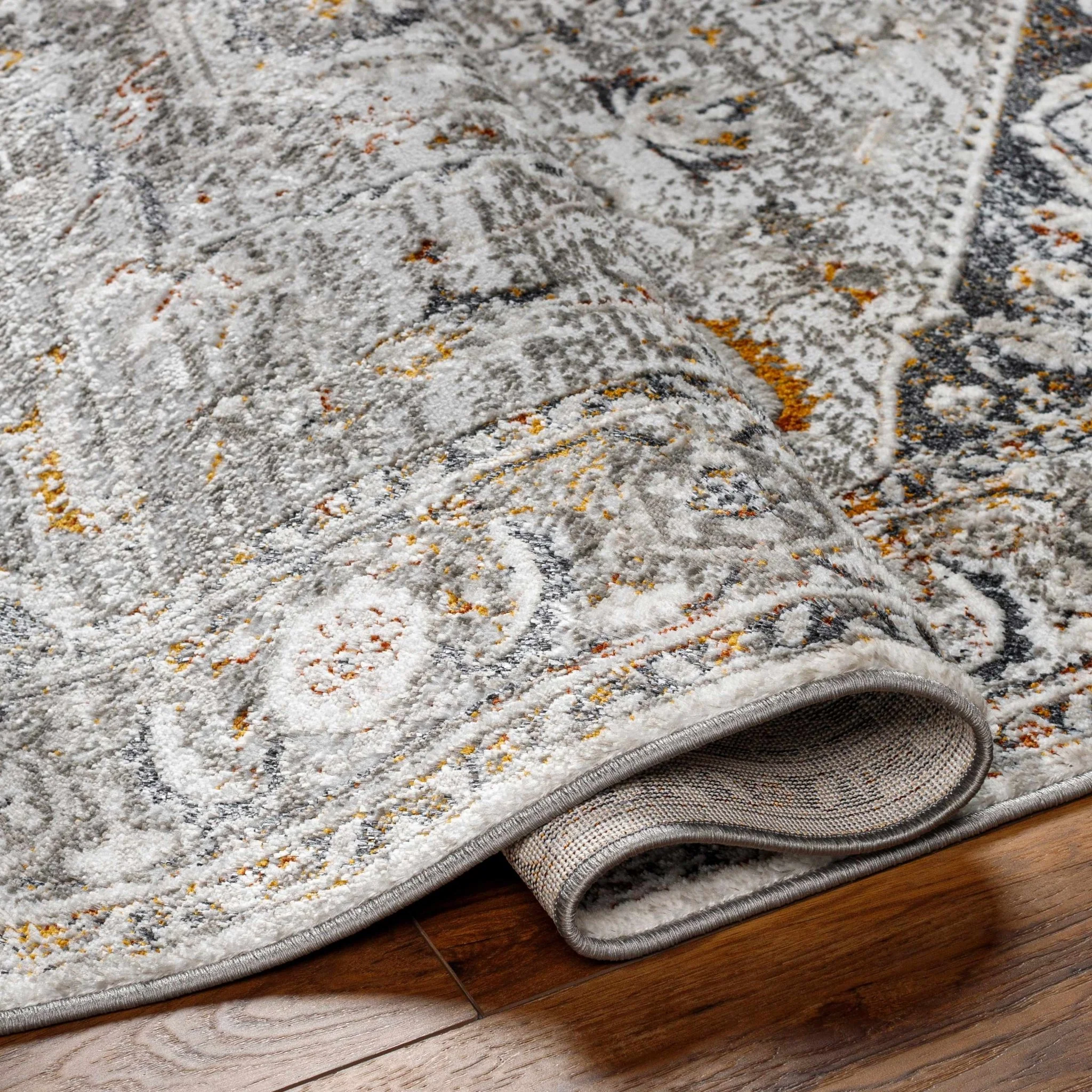 Antique Style Gray, Charcoal, Gold and Brown Traditional Heriz Design Area Rug - Image 17