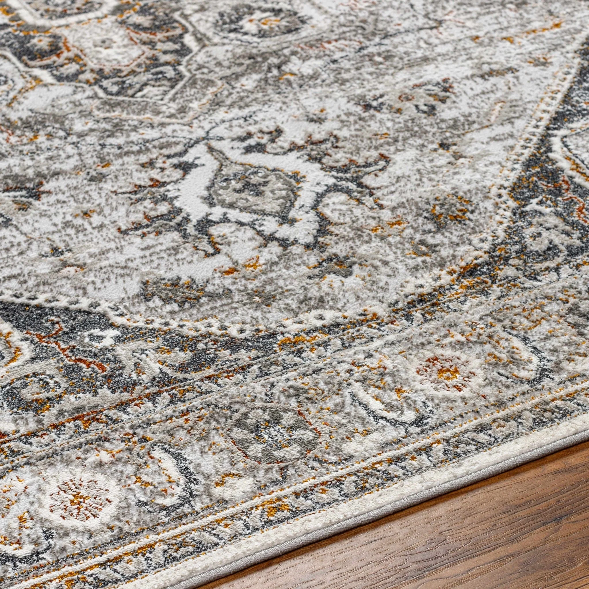 Antique Style Gray, Charcoal, Gold and Brown Traditional Heriz Design Area Rug - Image 18