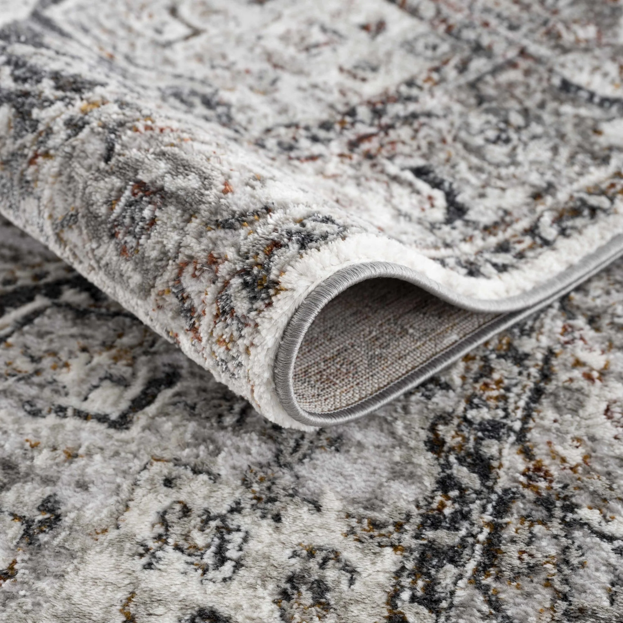 Antique Style Gray, Charcoal, Gold and Brown Traditional Heriz Design Area Rug - Image 4