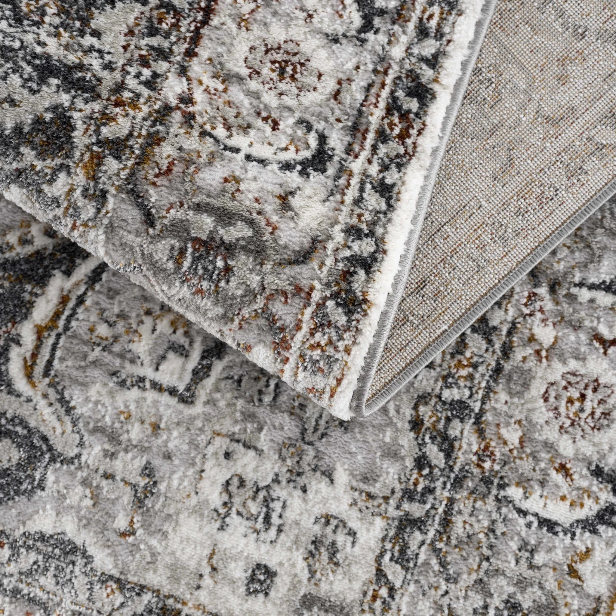 Antique Style Gray, Charcoal, Gold and Brown Traditional Heriz Design Area Rug - Image 5
