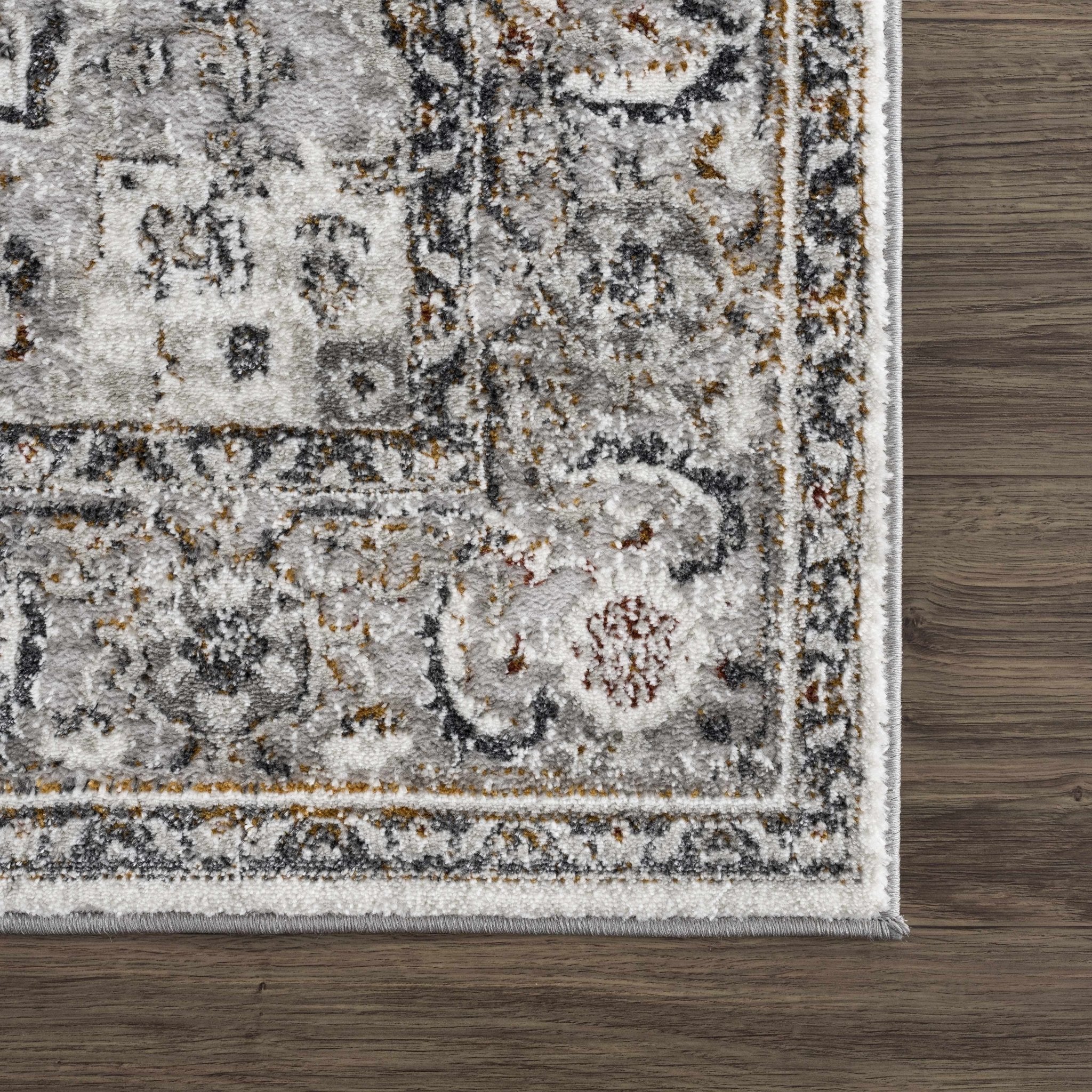 Antique Style Gray, Charcoal, Gold and Brown Traditional Heriz Design Area Rug - Image 7