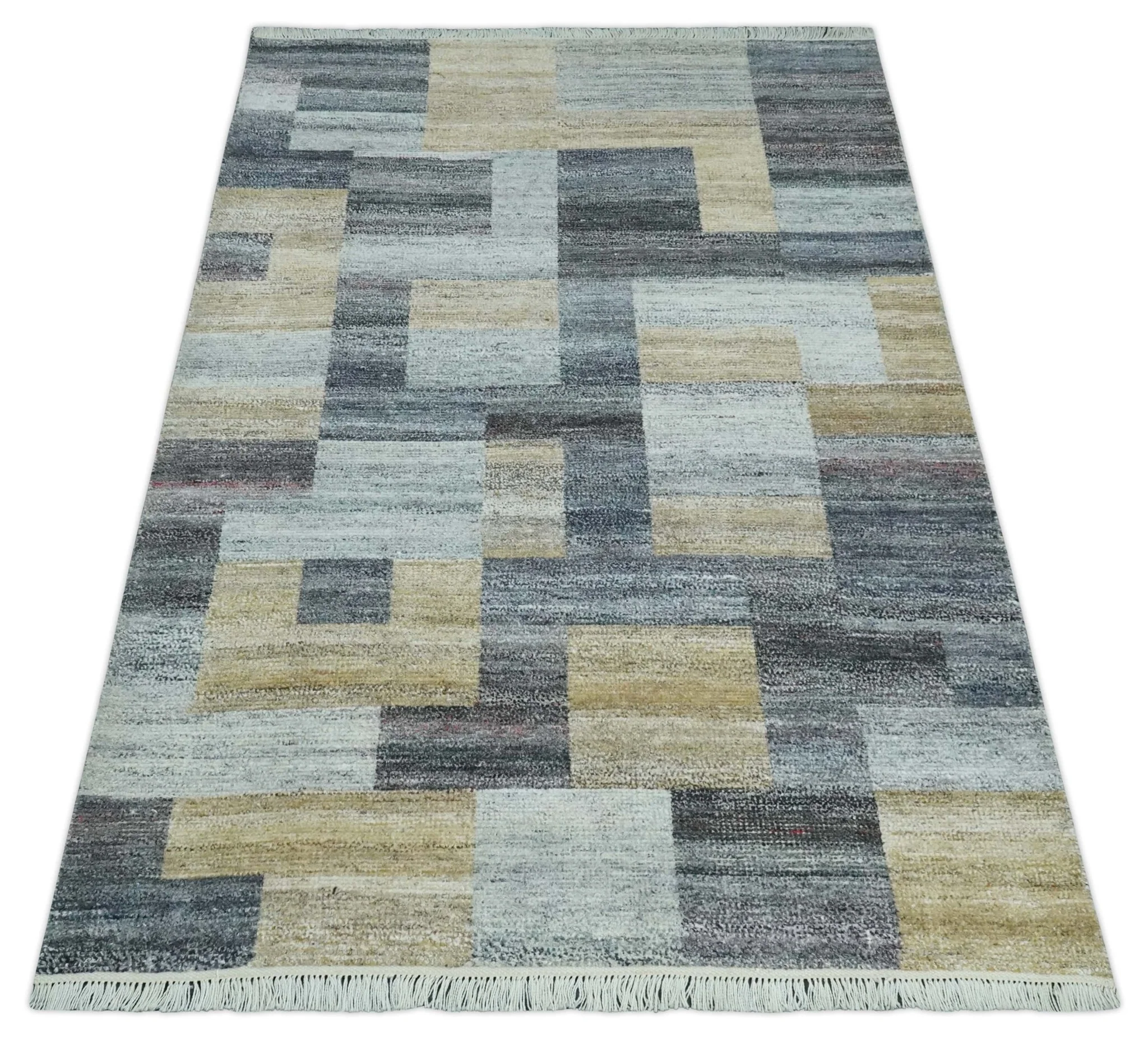 Gray, Charcoal, Ivory and Beige Modern Geometrical 5x8 Pet yarn Area Rug - Image 11