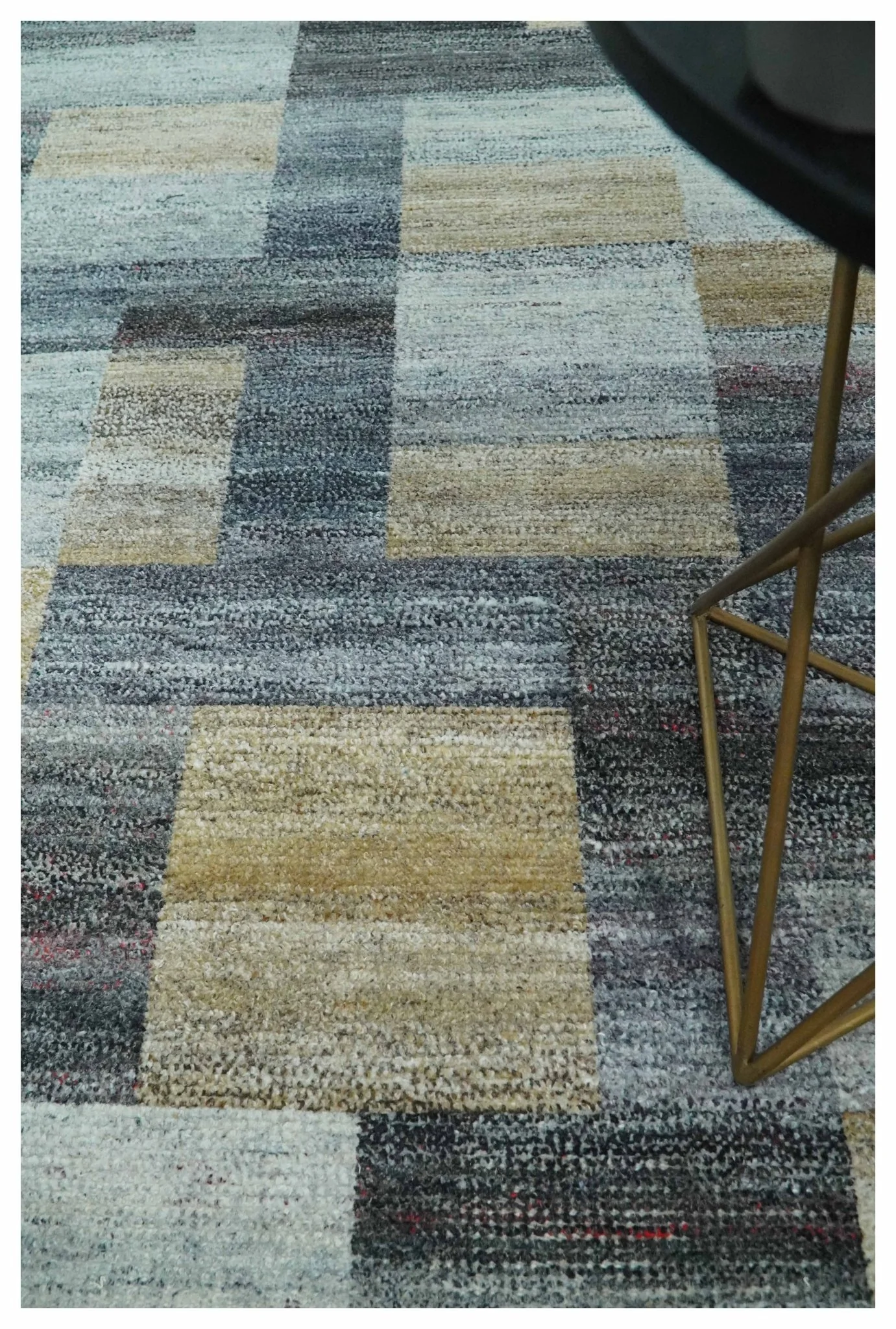 Gray, Charcoal, Ivory and Beige Modern Geometrical 5x8 Pet yarn Area Rug - Image 3