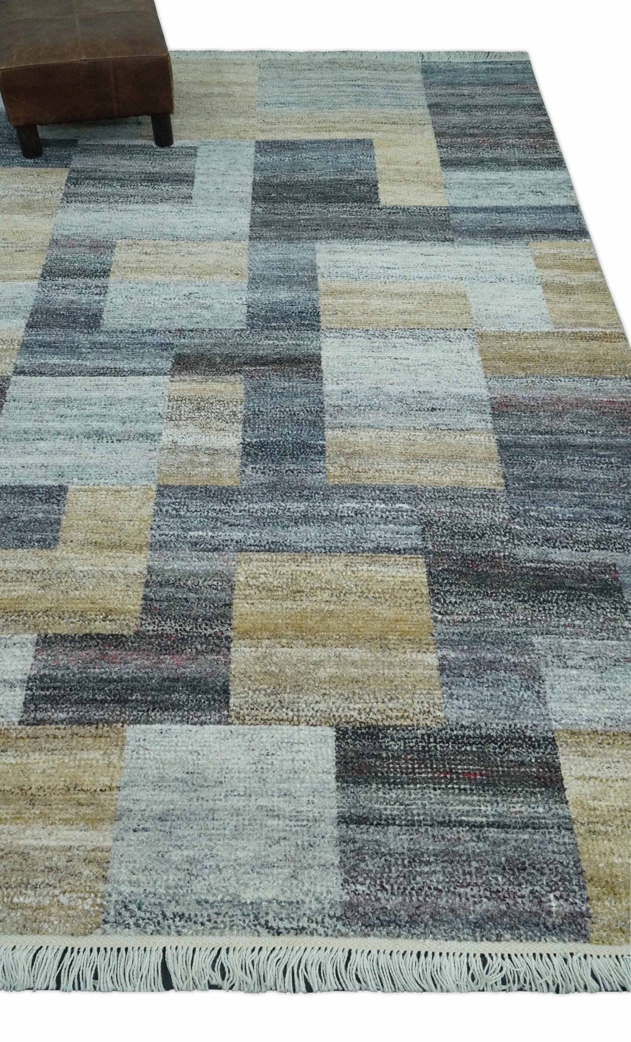 Gray, Charcoal, Ivory and Beige Modern Geometrical 5x8 Pet yarn Area Rug - Image 4