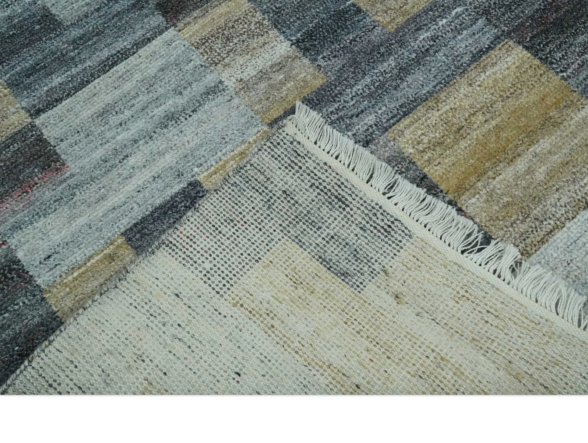 Gray, Charcoal, Ivory and Beige Modern Geometrical 5x8 Pet yarn Area Rug - Image 8