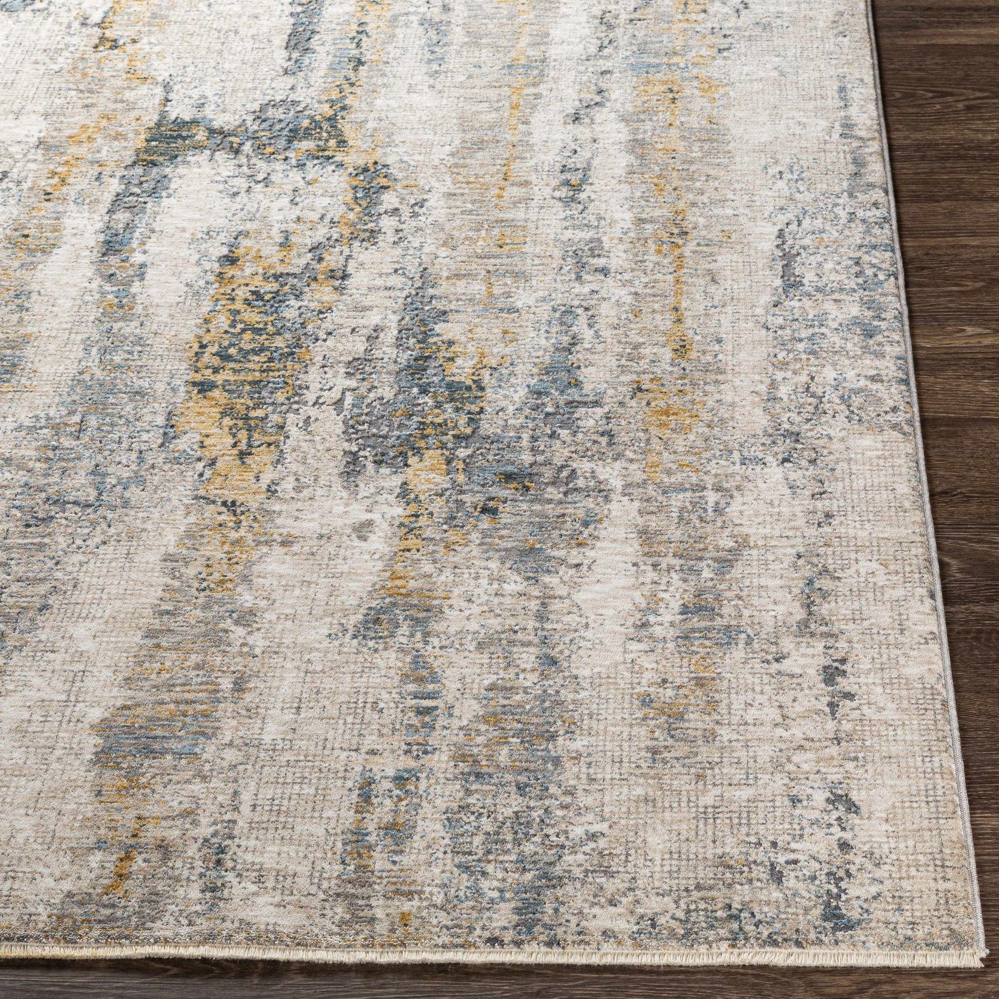 Gray Contemporary Abstract Machine Woven Rug - Image 12