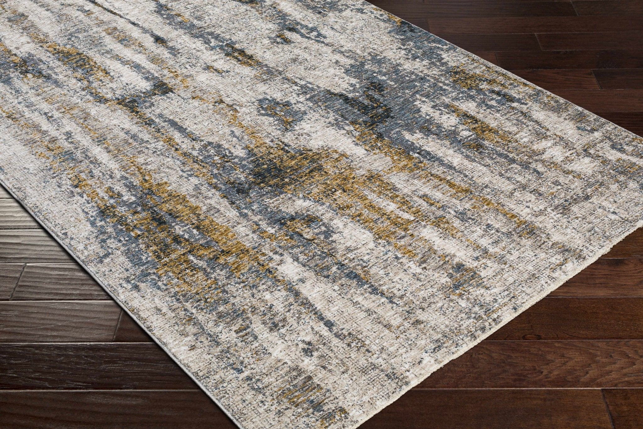 Gray Contemporary Abstract Machine Woven Rug - Image 13