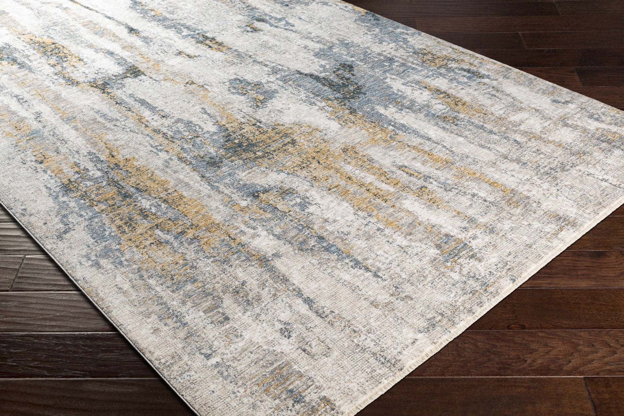 Gray Contemporary Abstract Machine Woven Rug - Image 14