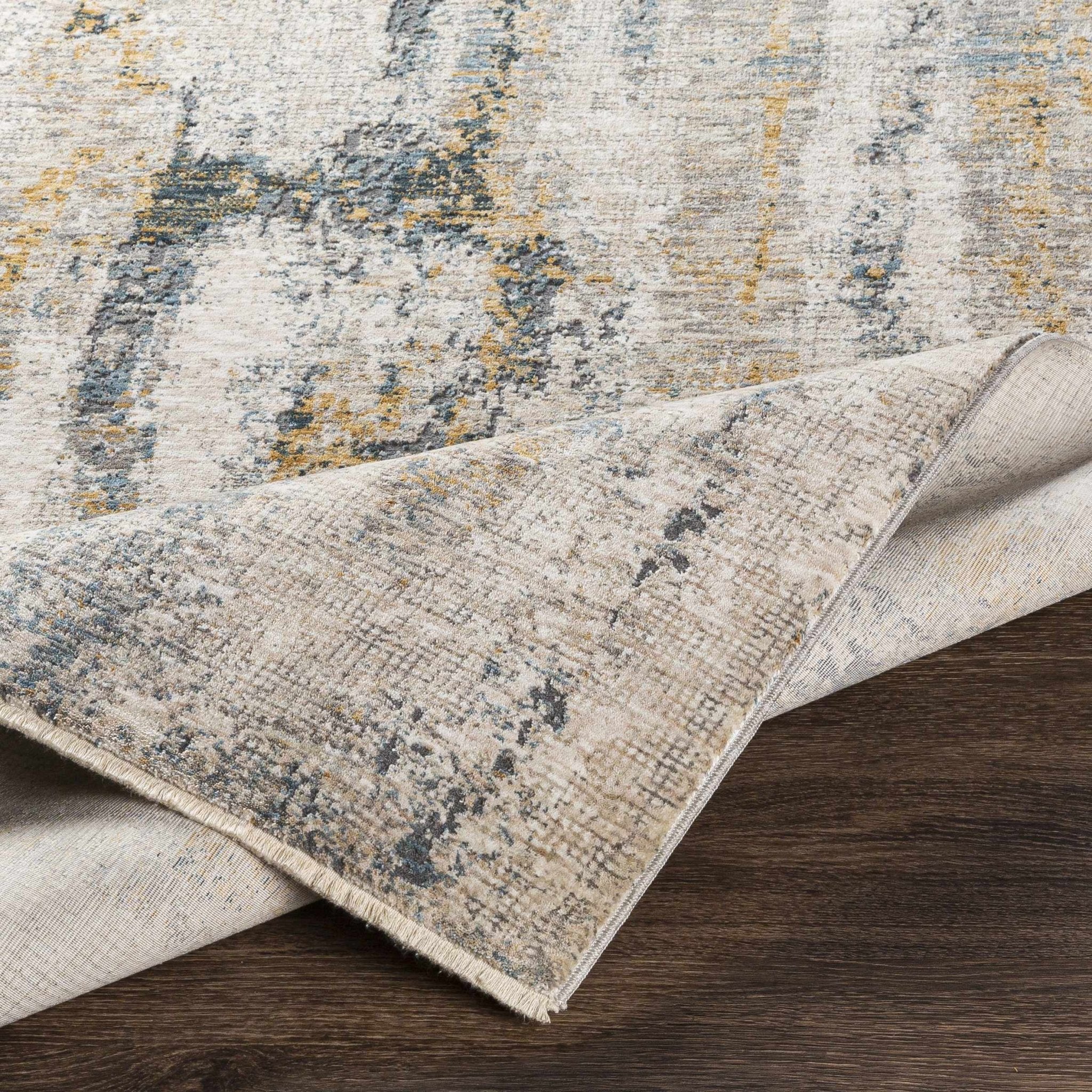 Gray Contemporary Abstract Machine Woven Rug - Image 2