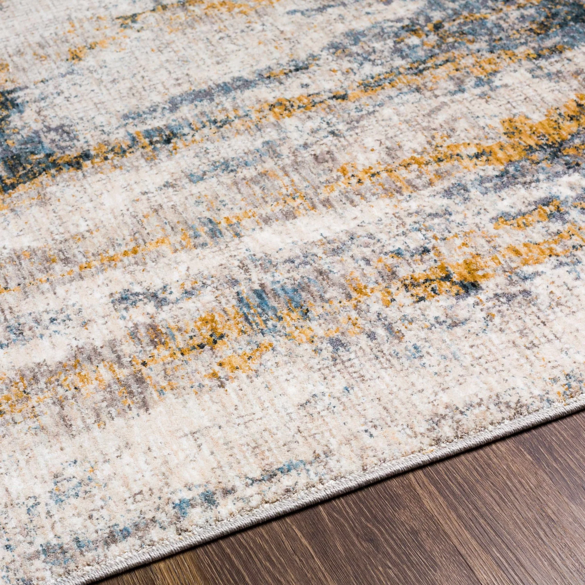 Gray Contemporary Abstract Machine Woven Rug - Image 4