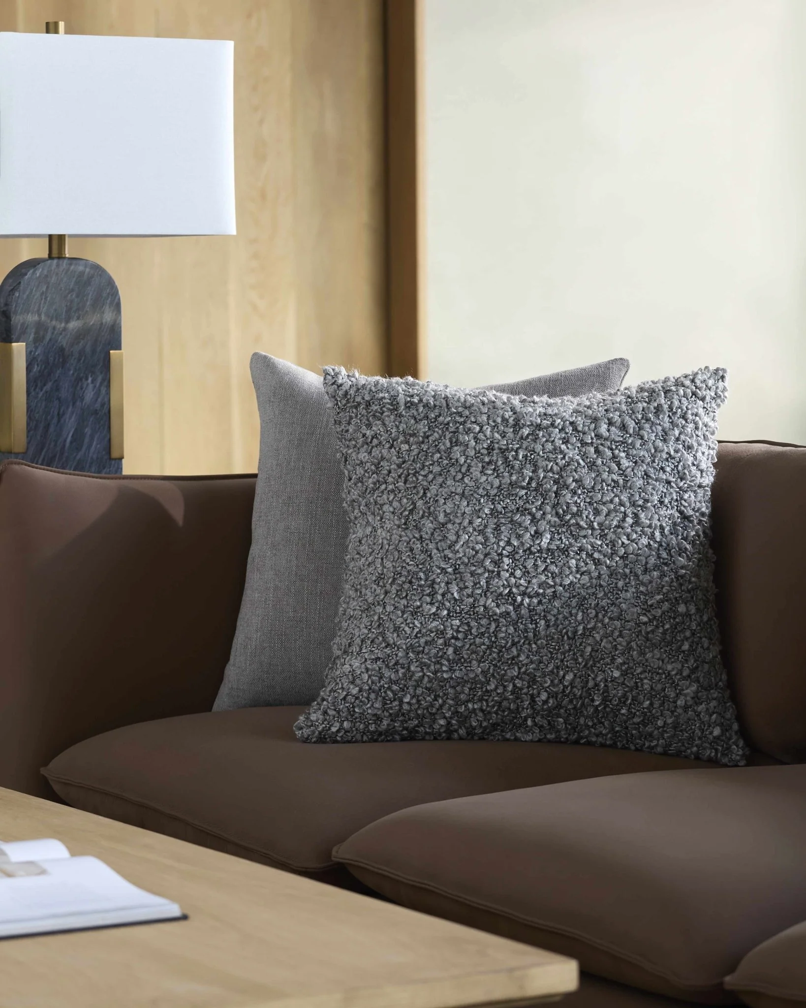Gray fluffy loop textured Square Throw pillow - Image 3