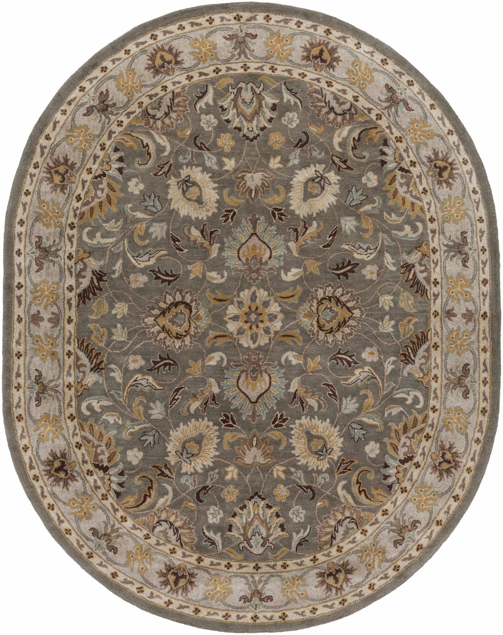 Vintage Style Gray, Gold, Brown and Tan Hand Tufted Oriental Oushak Multi Size wool Rug - Image 10