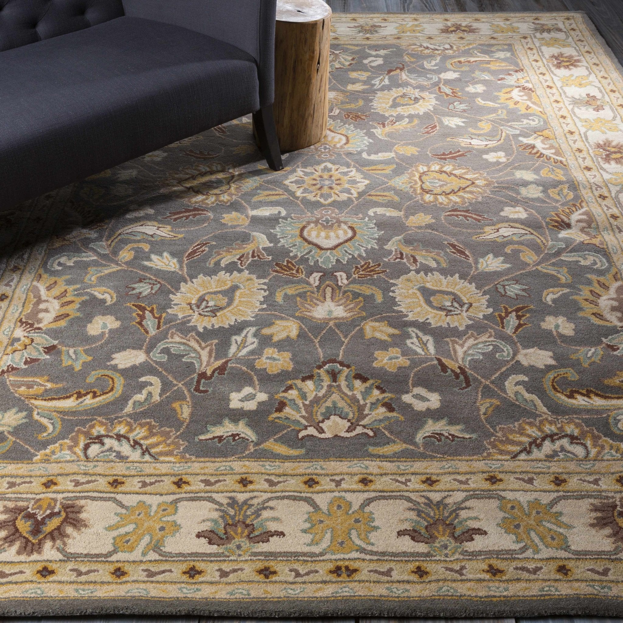 Vintage Style Gray, Gold, Brown and Tan Hand Tufted Oriental Oushak Multi Size wool Rug - Image 11