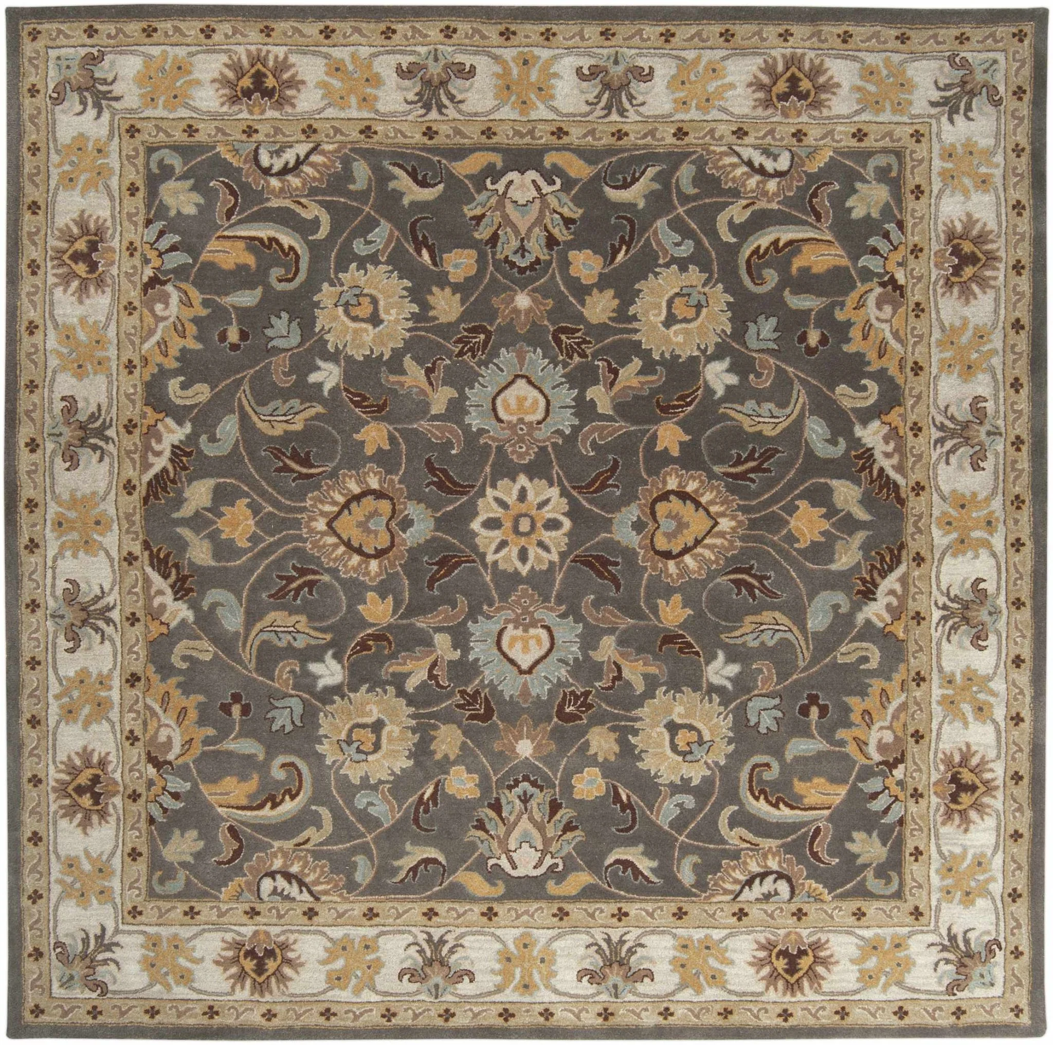 Vintage Style Gray, Gold, Brown and Tan Hand Tufted Oriental Oushak Multi Size wool Rug - Image 12