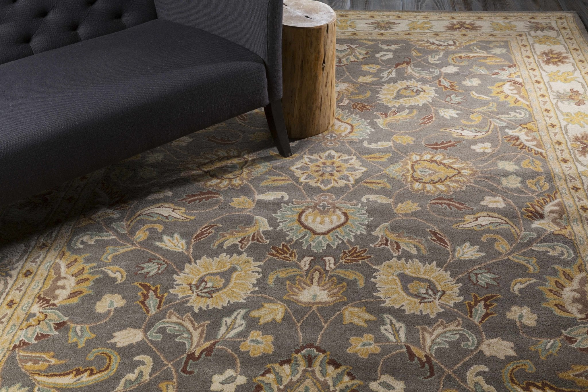 Vintage Style Gray, Gold, Brown and Tan Hand Tufted Oriental Oushak Multi Size wool Rug - Image 17