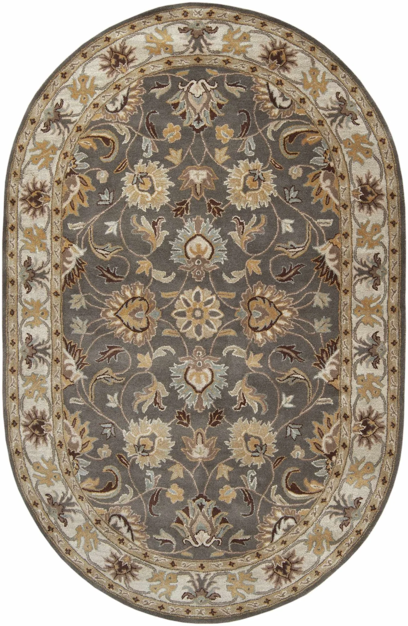 Vintage Style Gray, Gold, Brown and Tan Hand Tufted Oriental Oushak Multi Size wool Rug - Image 7