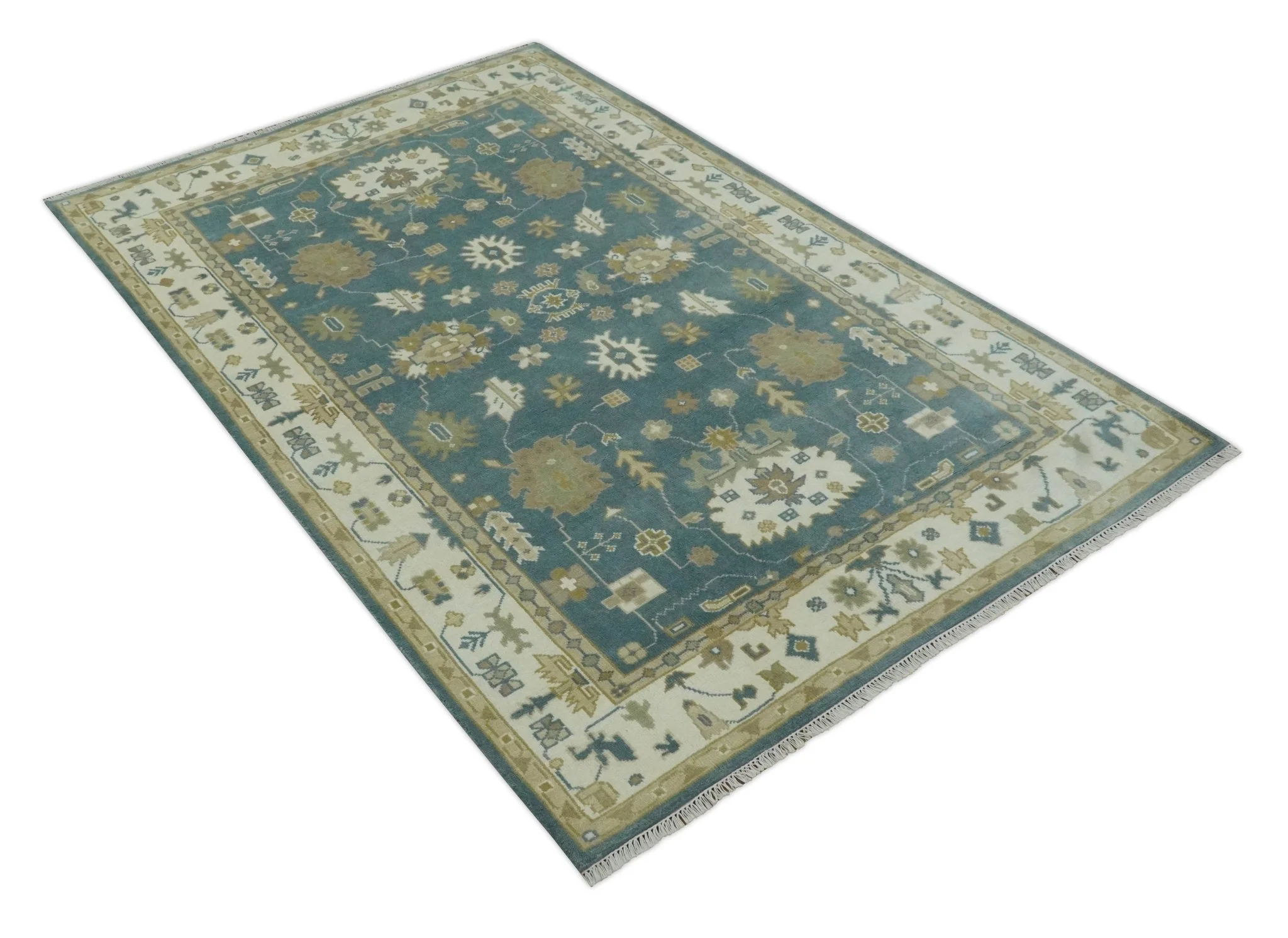 Hand Knotted Gray, Ivory and Beige Traditional Floral Custom Made wool rug - Image 10