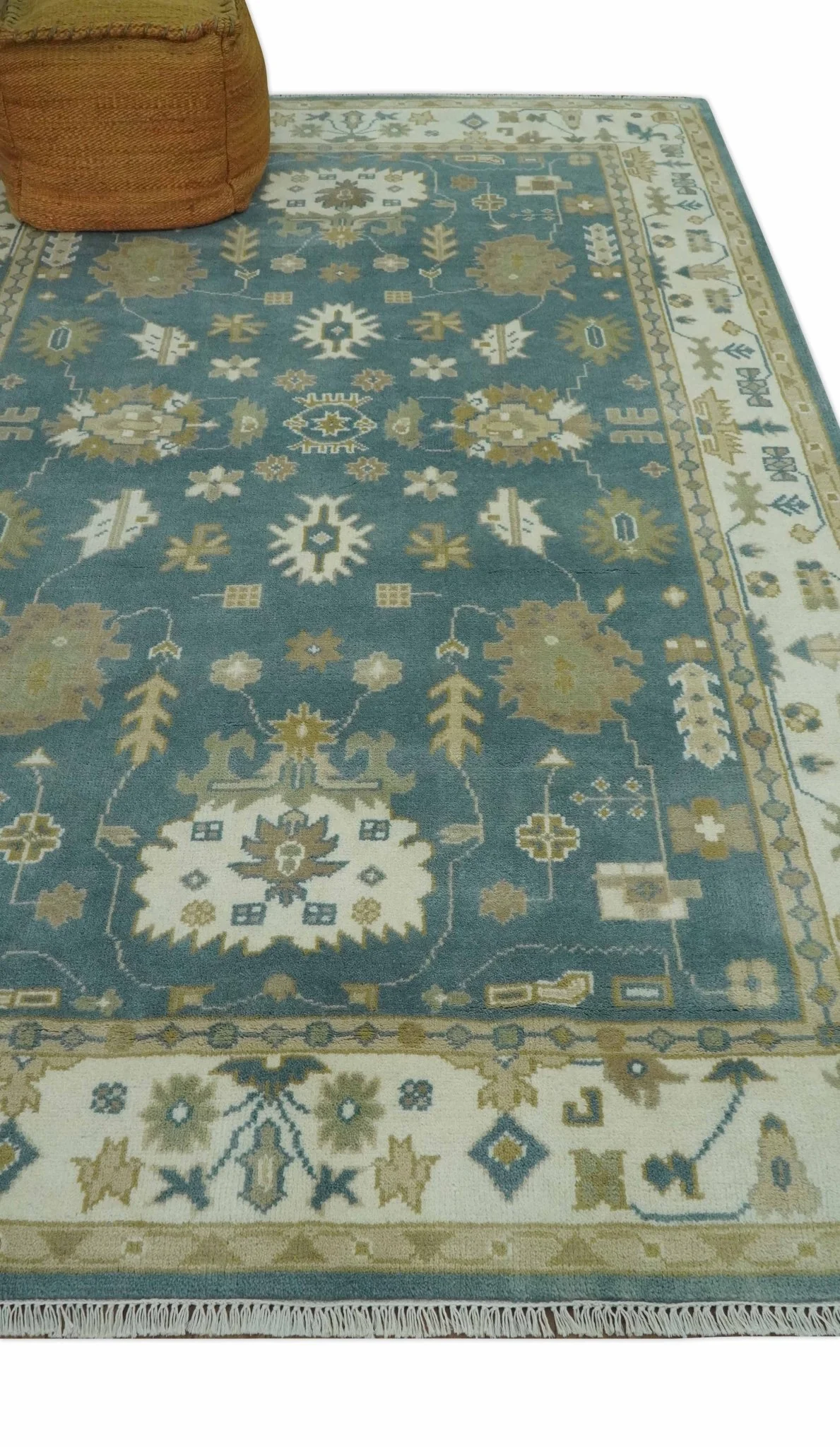 Hand Knotted Gray, Ivory and Beige Traditional Floral Custom Made wool rug - Image 3