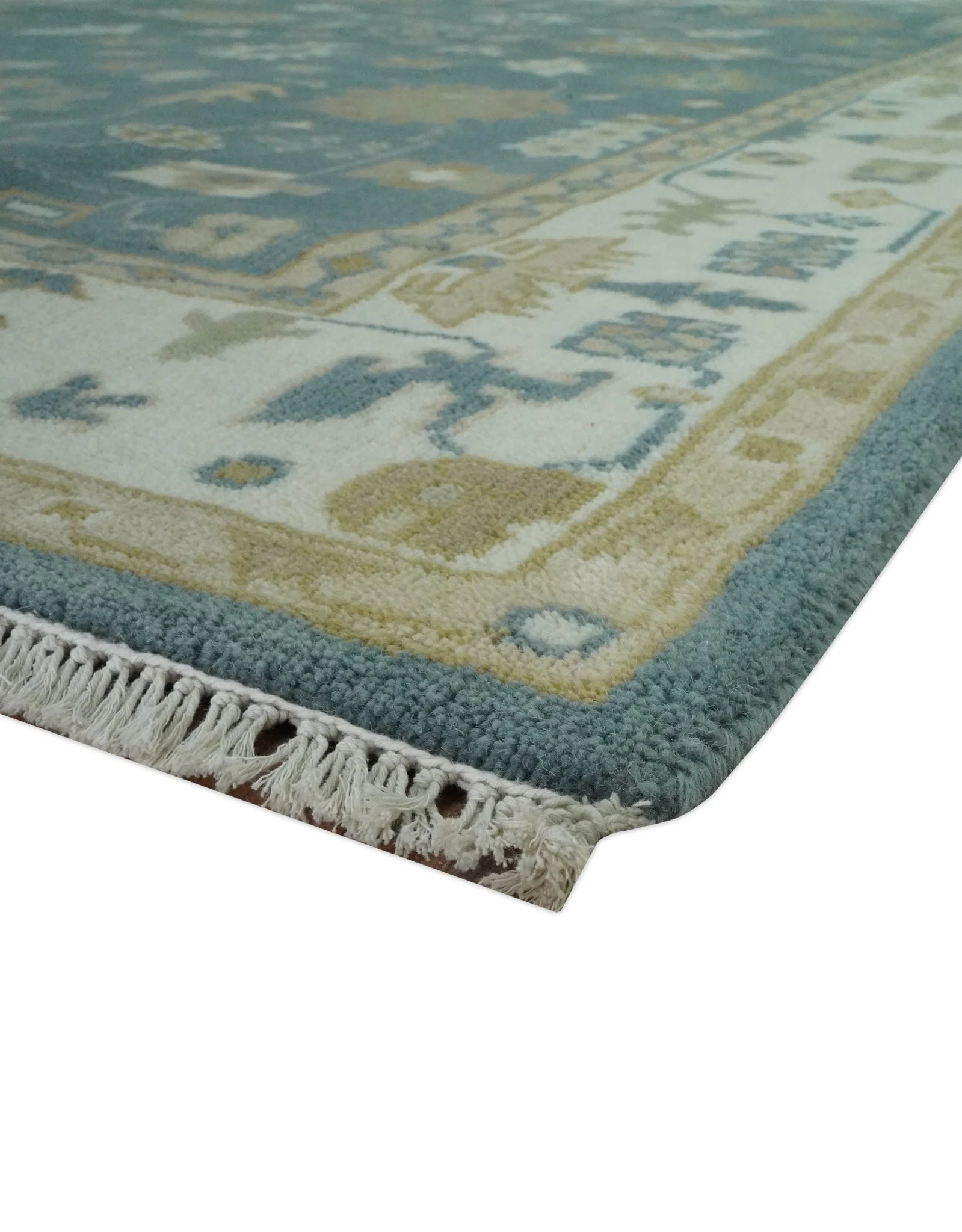 Hand Knotted Gray, Ivory and Beige Traditional Floral Custom Made wool rug - Image 5