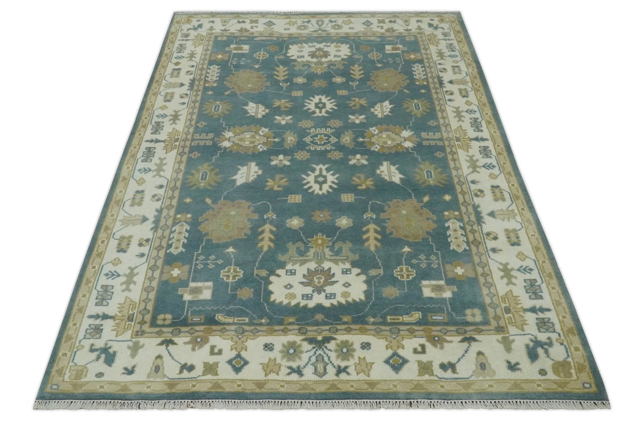Hand Knotted Gray, Ivory and Beige Traditional Floral Custom Made wool rug - Image 9