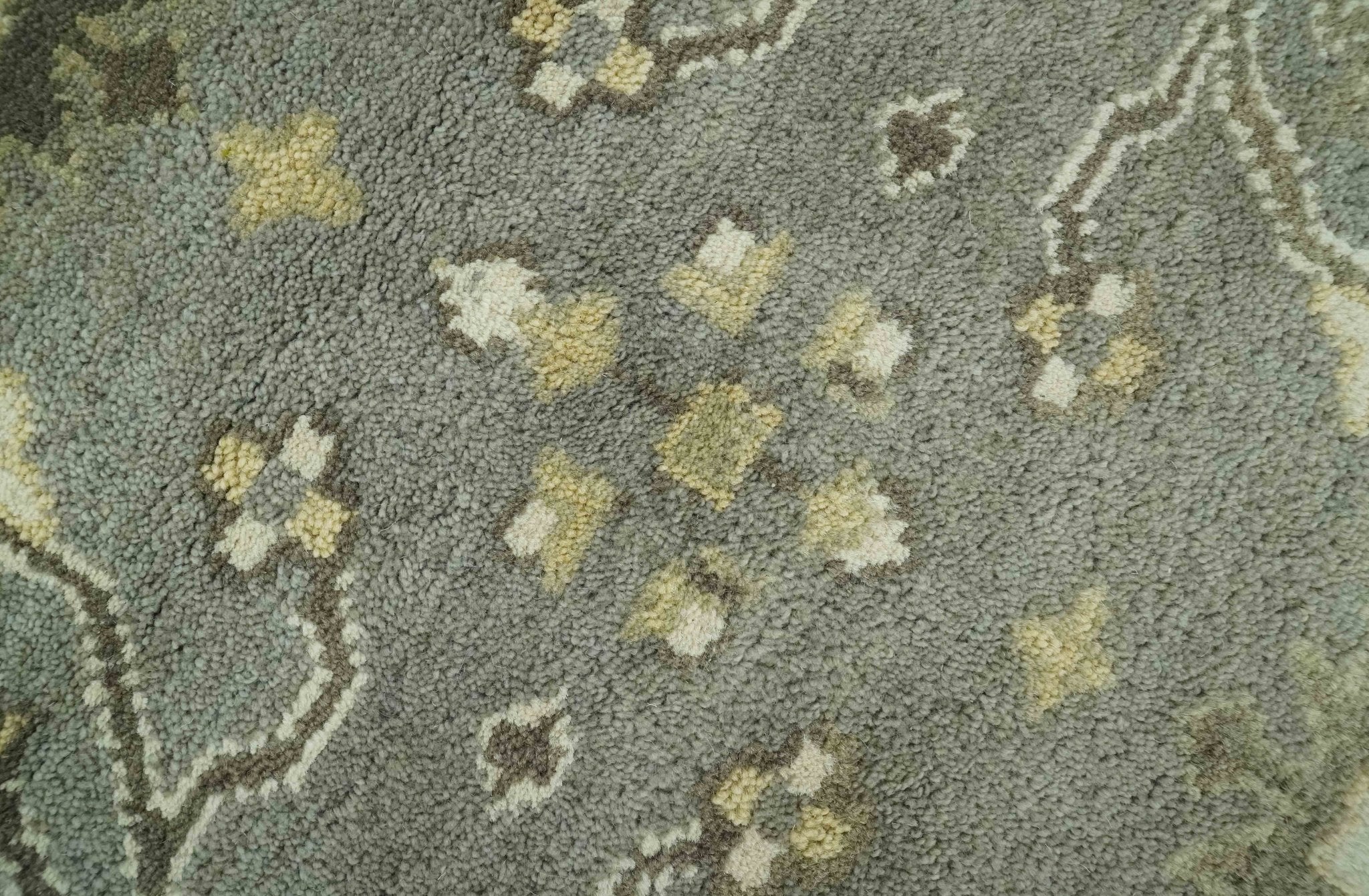 Gray, Ivory and Beige 6x8.8 Hand Knotted Traditional Oushak wool area rug - Image 4