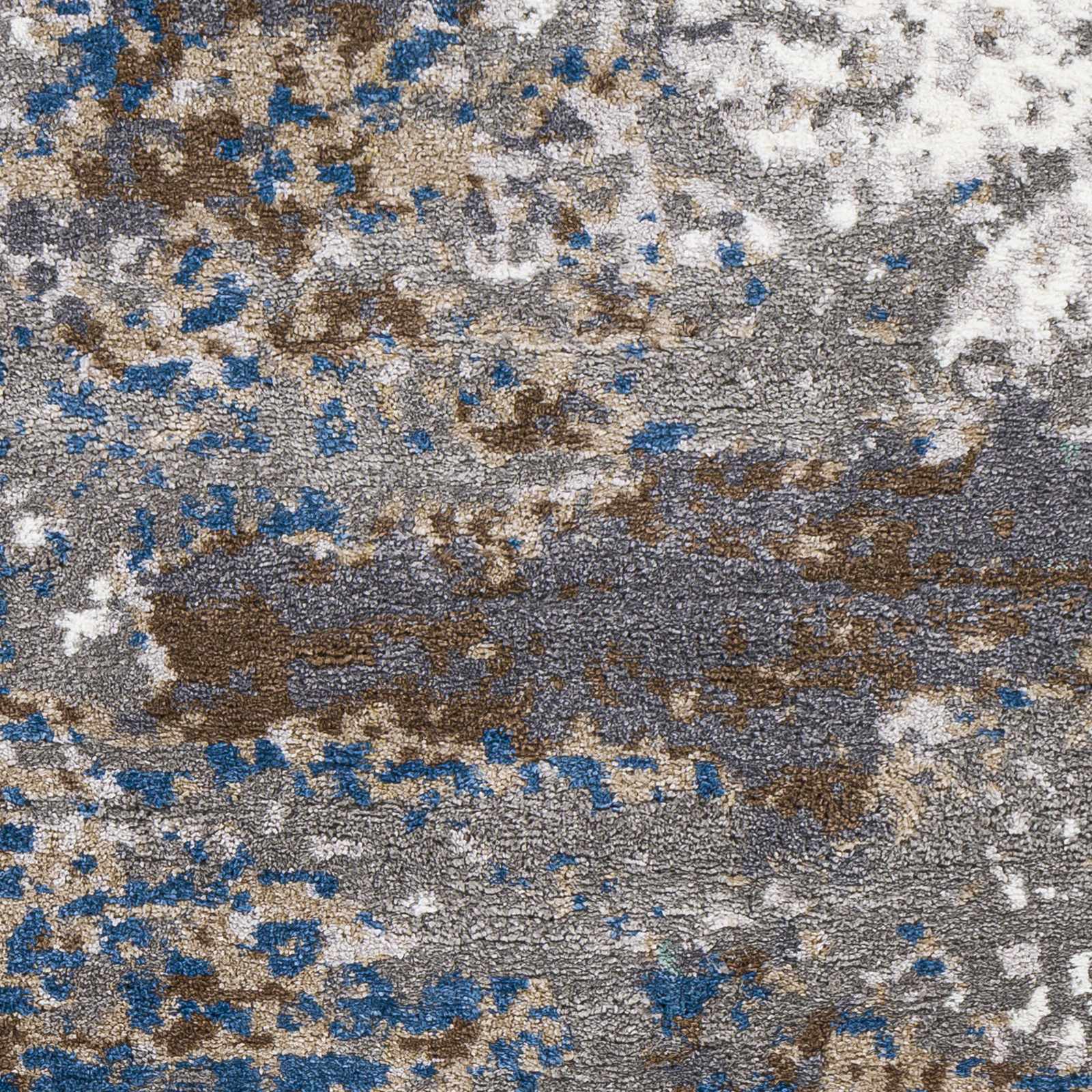 Gray, Ivory and Blue Modern Abstract Contemporary area rug - Image 3