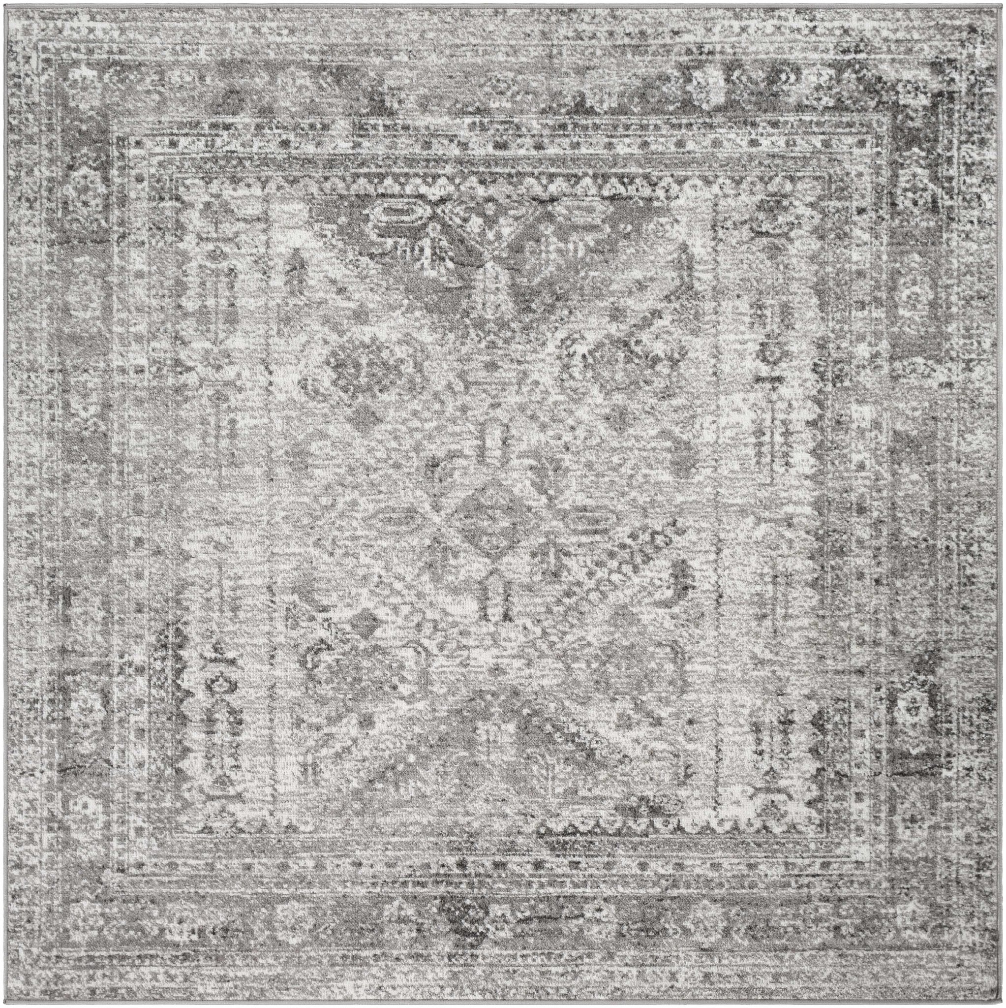 Antique Style Gray, Ivory and Charcoal Traditional Heriz Multi Size Area Rug - Image 10