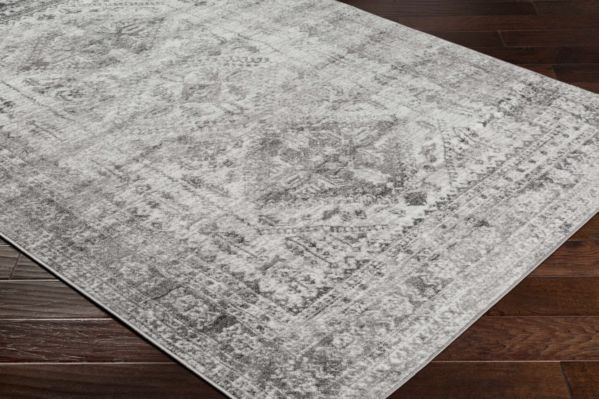 Antique Style Gray, Ivory and Charcoal Traditional Heriz Multi Size Area Rug - Image 15