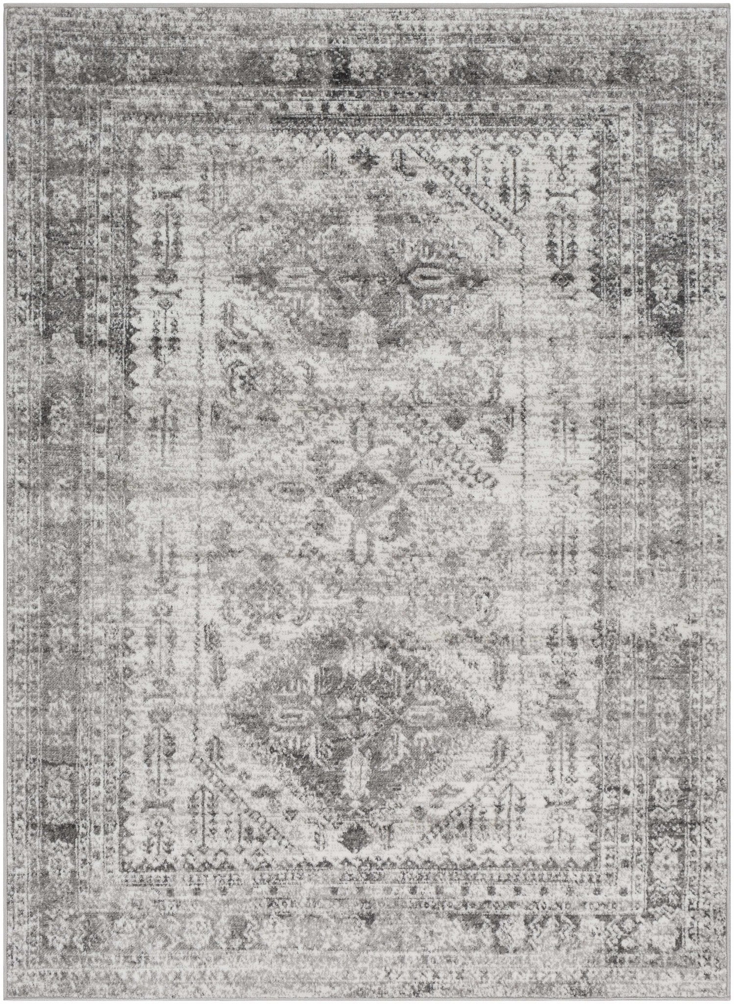 Antique Style Gray, Ivory and Charcoal Traditional Heriz Multi Size Area Rug - Image 3