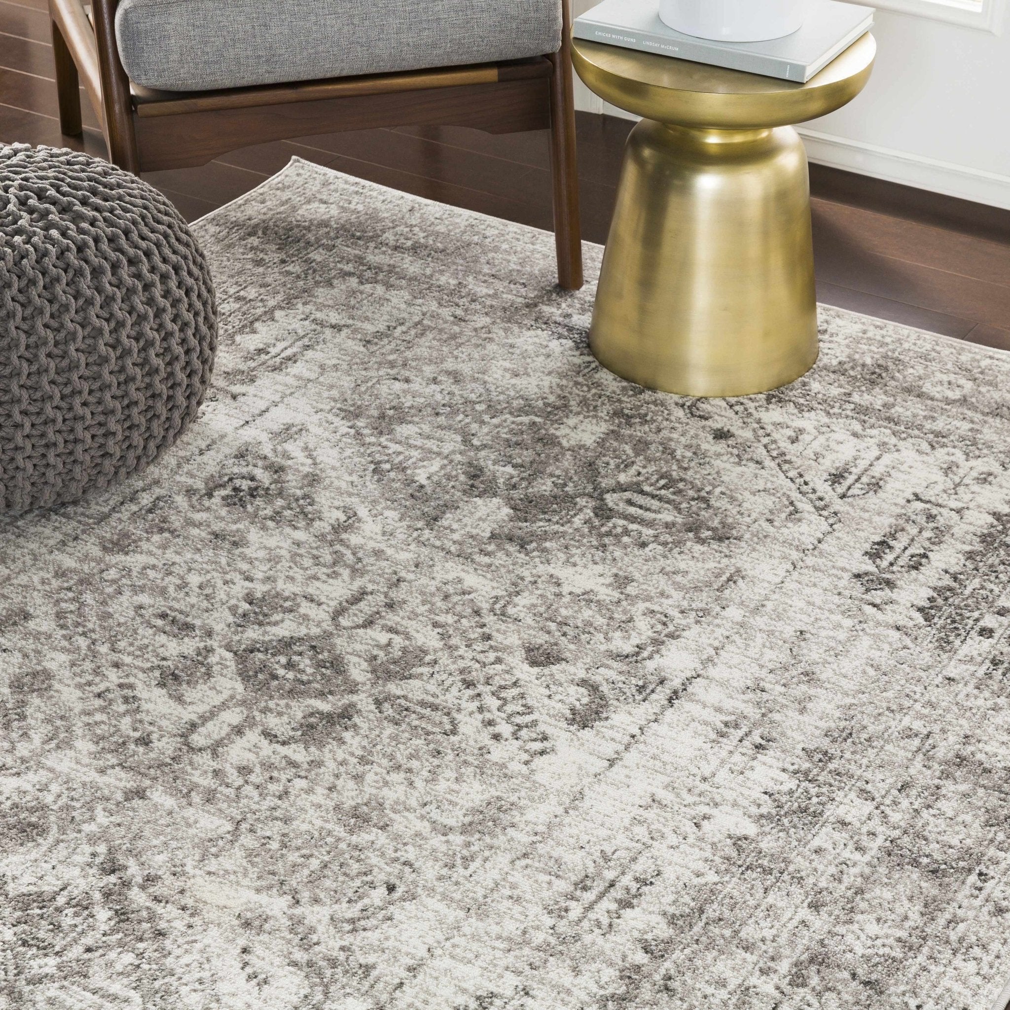 Antique Style Gray, Ivory and Charcoal Traditional Heriz Multi Size Area Rug - Image 6