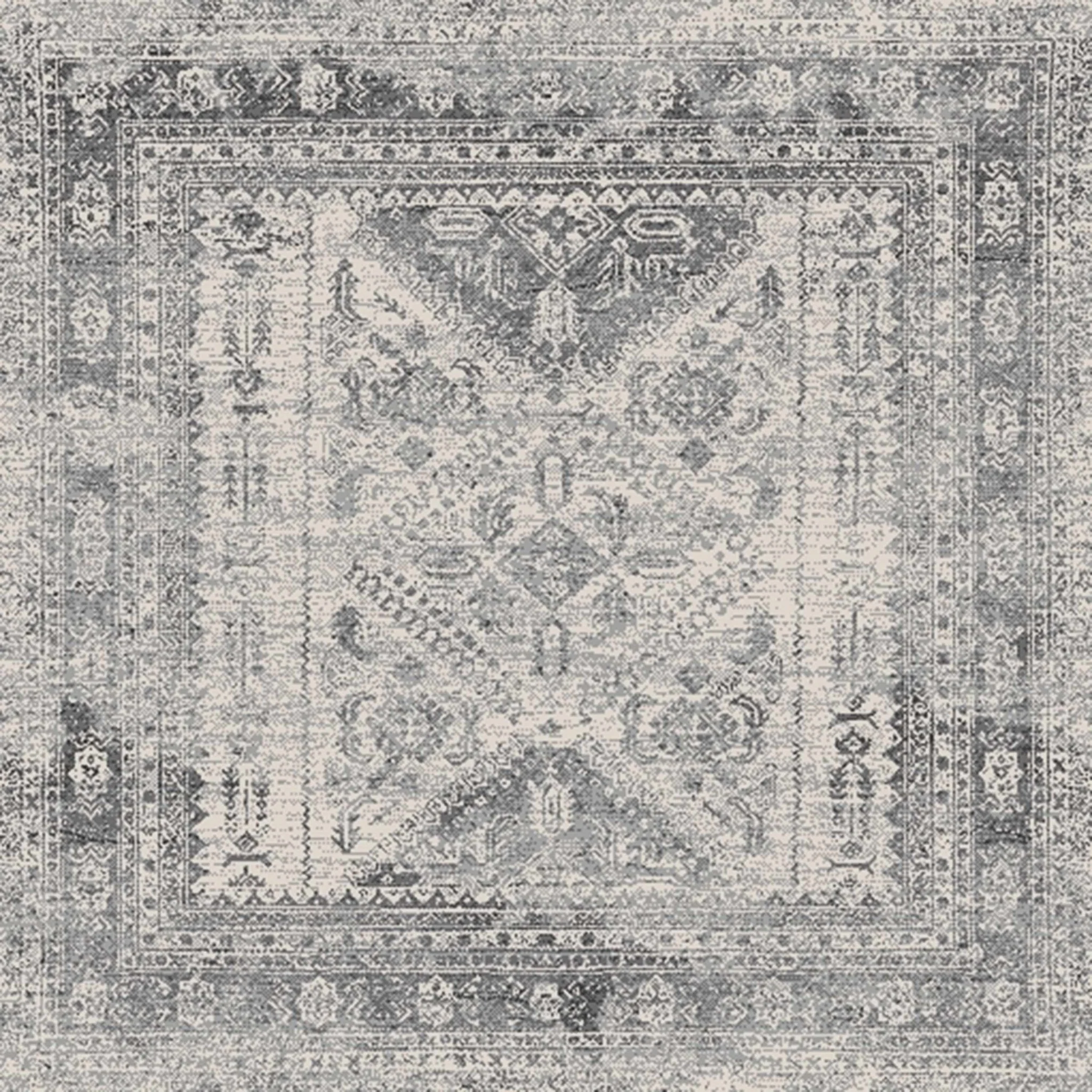 Antique Style Gray, Ivory and Charcoal Traditional Heriz Multi Size Area Rug - Image 9
