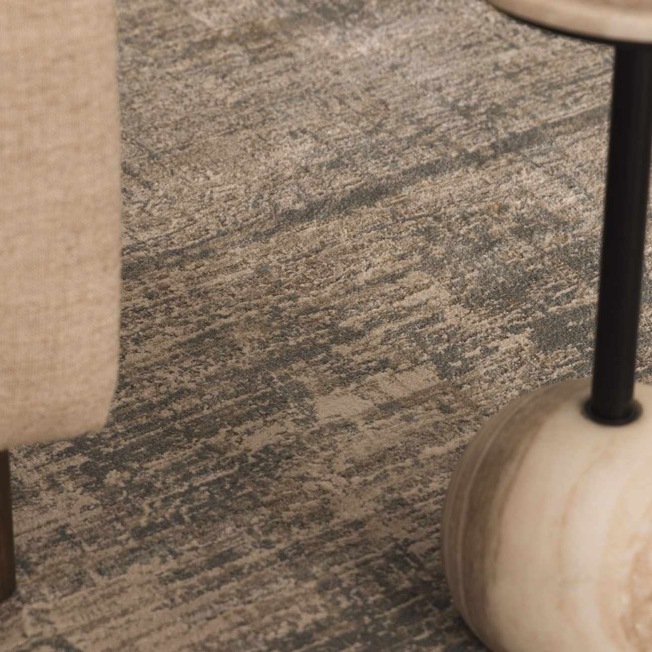 Gray Modern Abstract Design Machine Woven Rug - Image 4