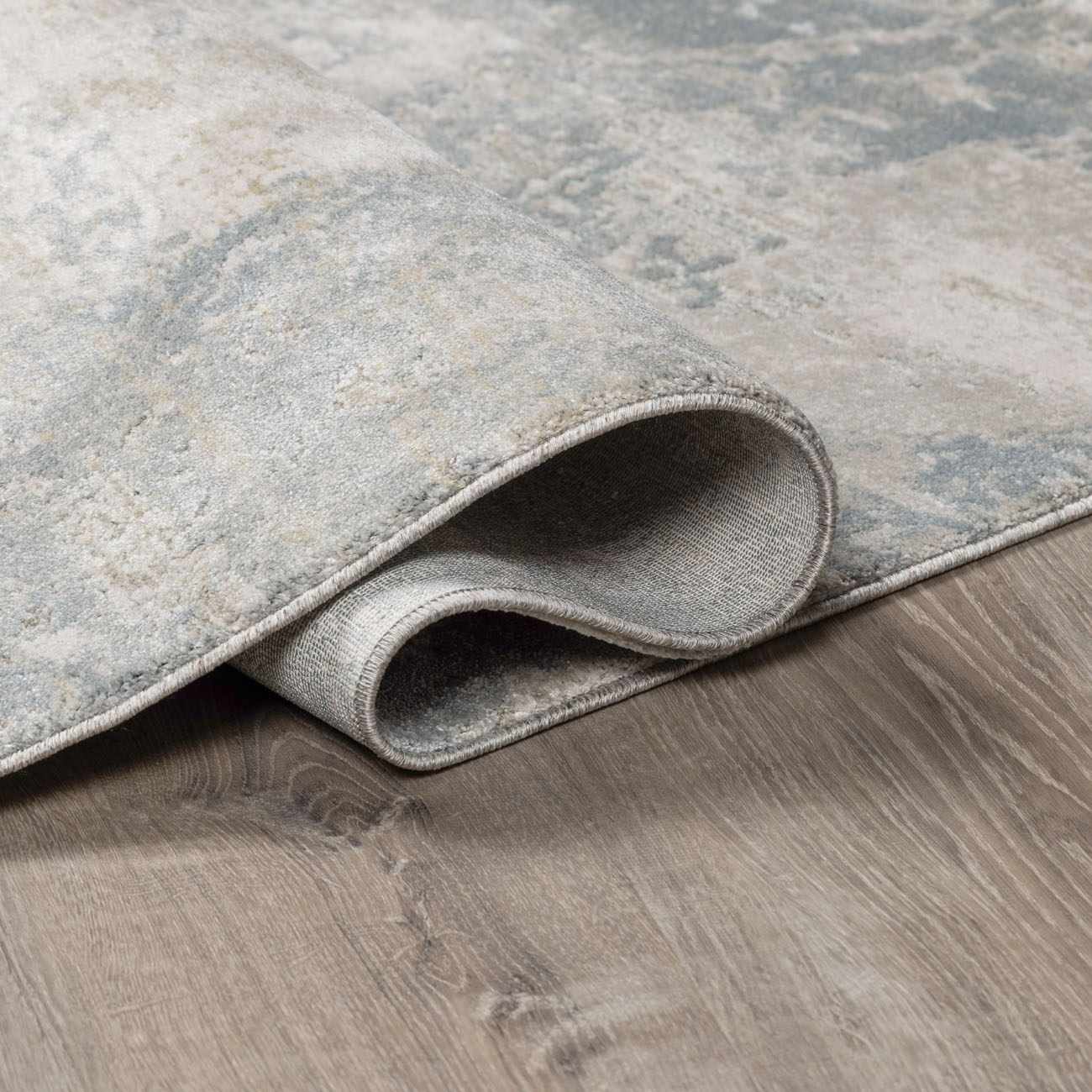 Gray Modern Abstract Design Machine Woven Rug - Image 6