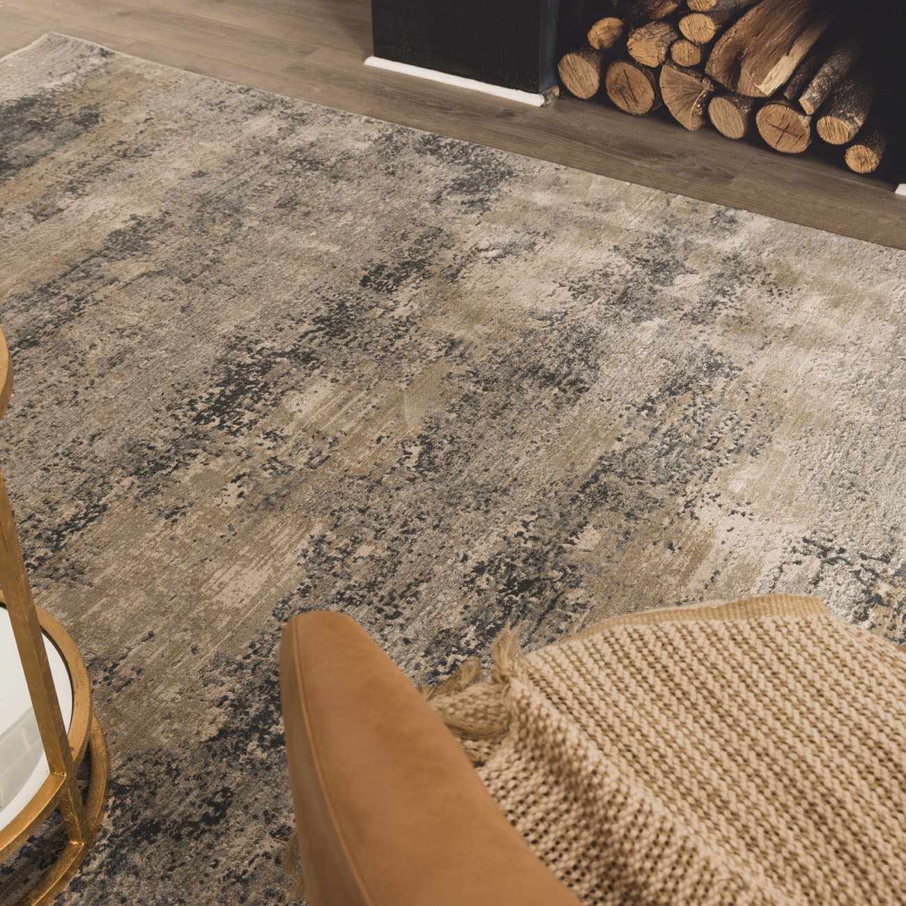 Gray Modern Abstract Machine Woven Rug - Image 4