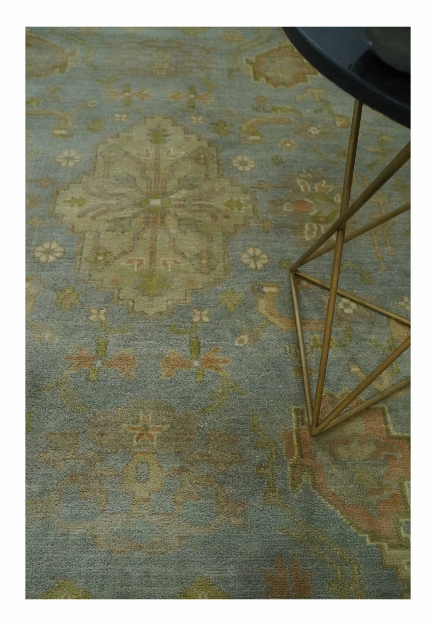 Antique style Gray, Rust and Green Hand Knotted 8x10 Oriental Oushak wool Area Rug - Image 2