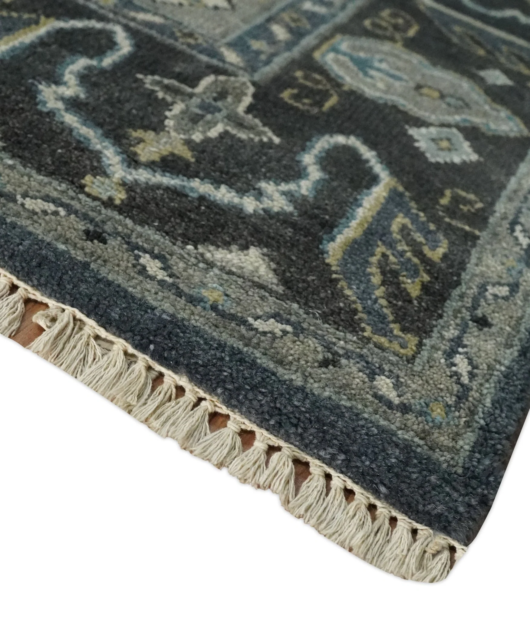 8x10 Gray, Silver and Charcoal Hand knotted Traditional wool Area Rug - Image 5