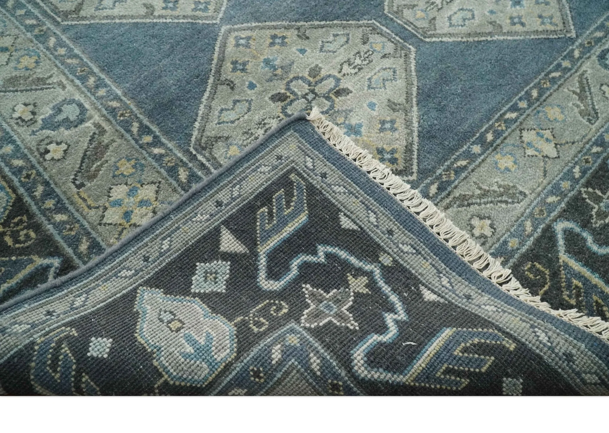 8x10 Gray, Silver and Charcoal Hand knotted Traditional wool Area Rug - Image 6